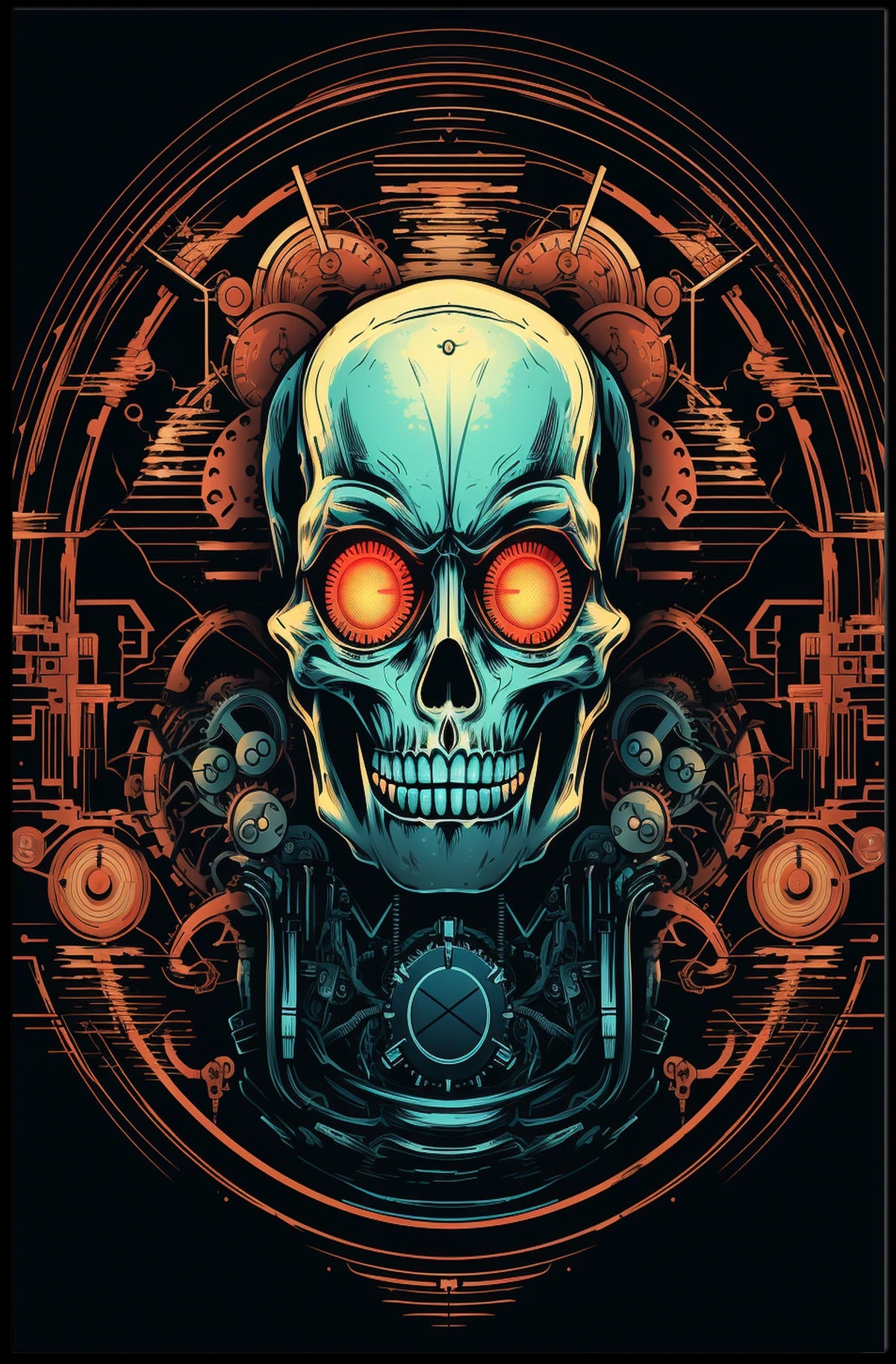 Cybernetic Skull Art Poster