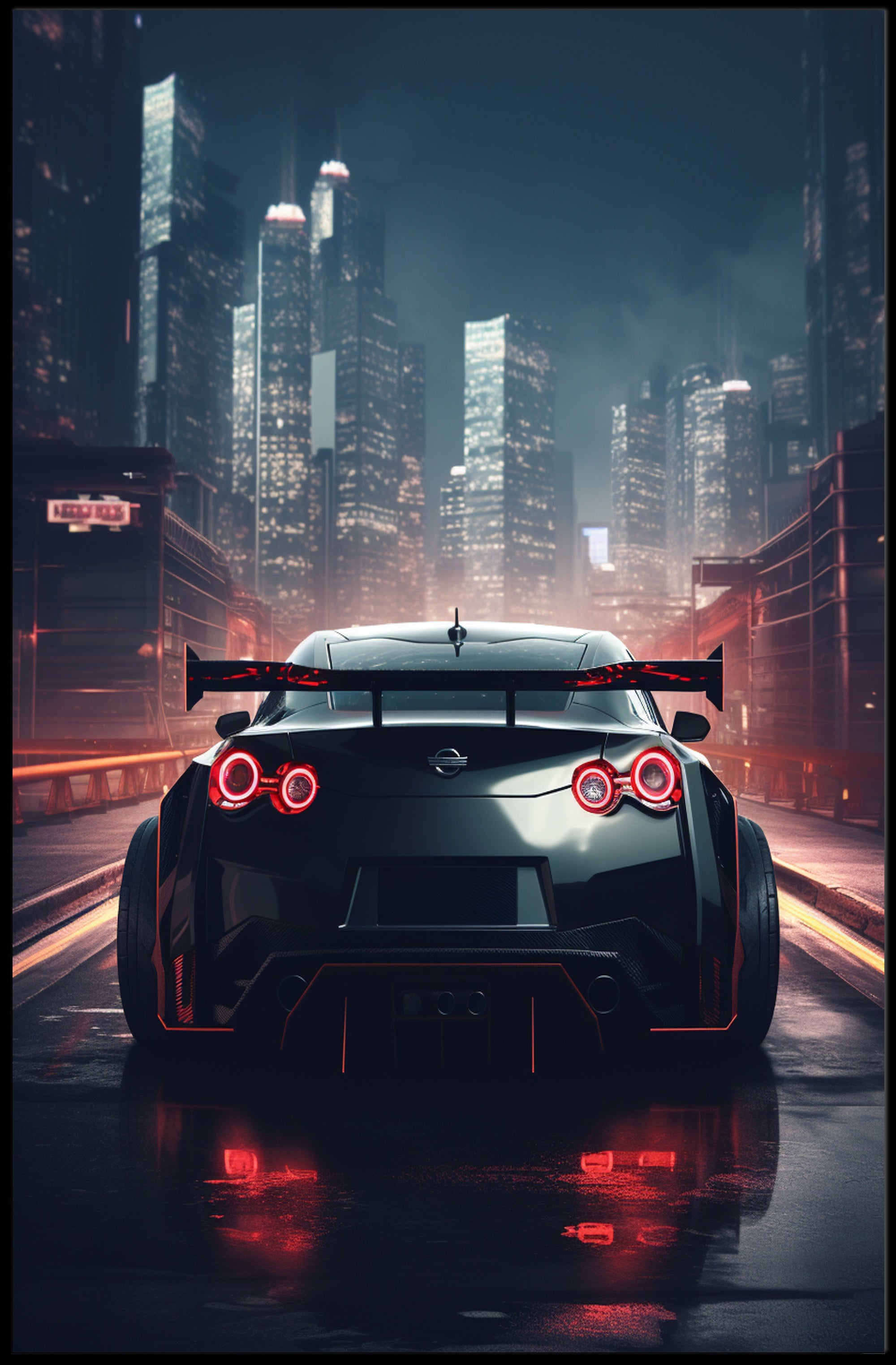 Night Drive In The City Poster