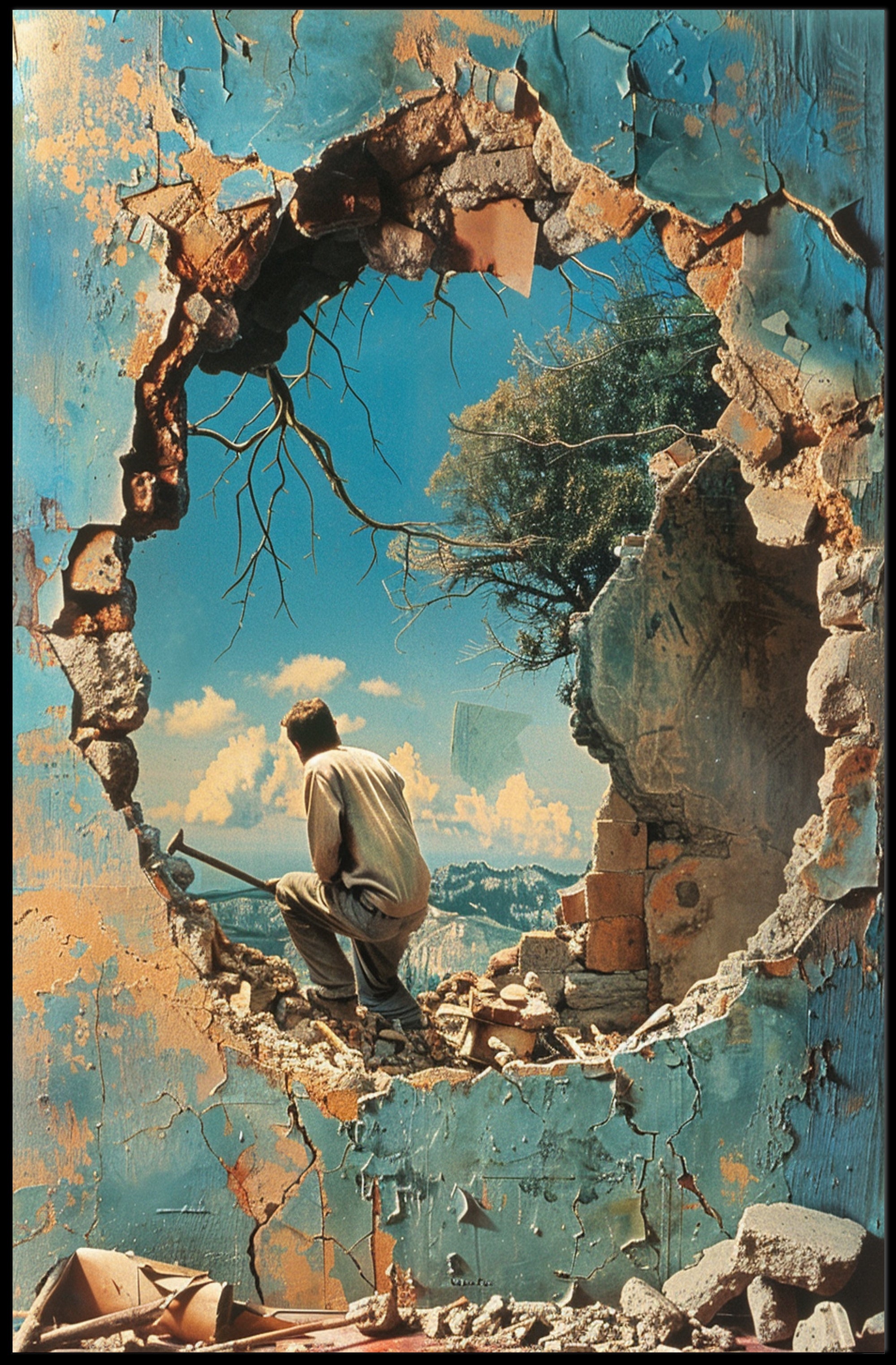 Through The Crumbling Wall Poster Art Print Decor PosterGoat