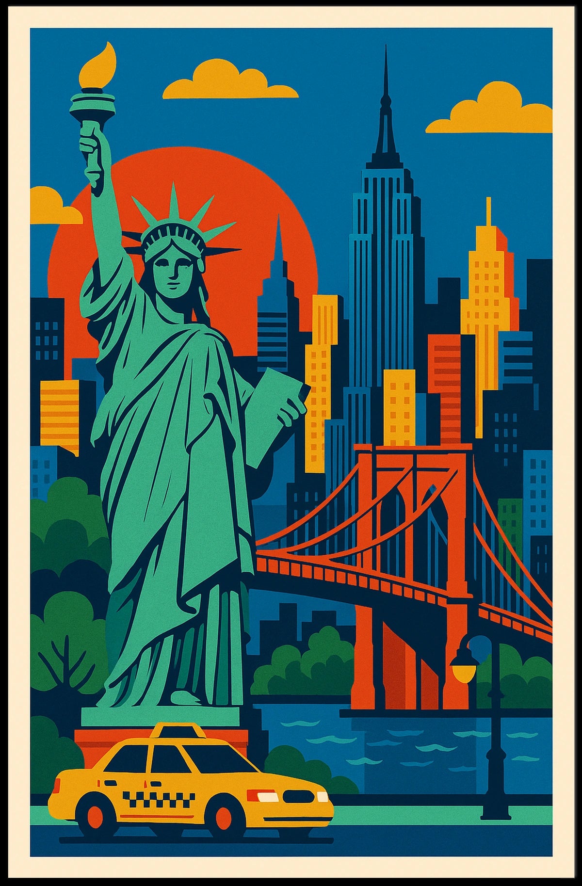 Iconic New York City Poster Wall Art 18x24 Cityscape