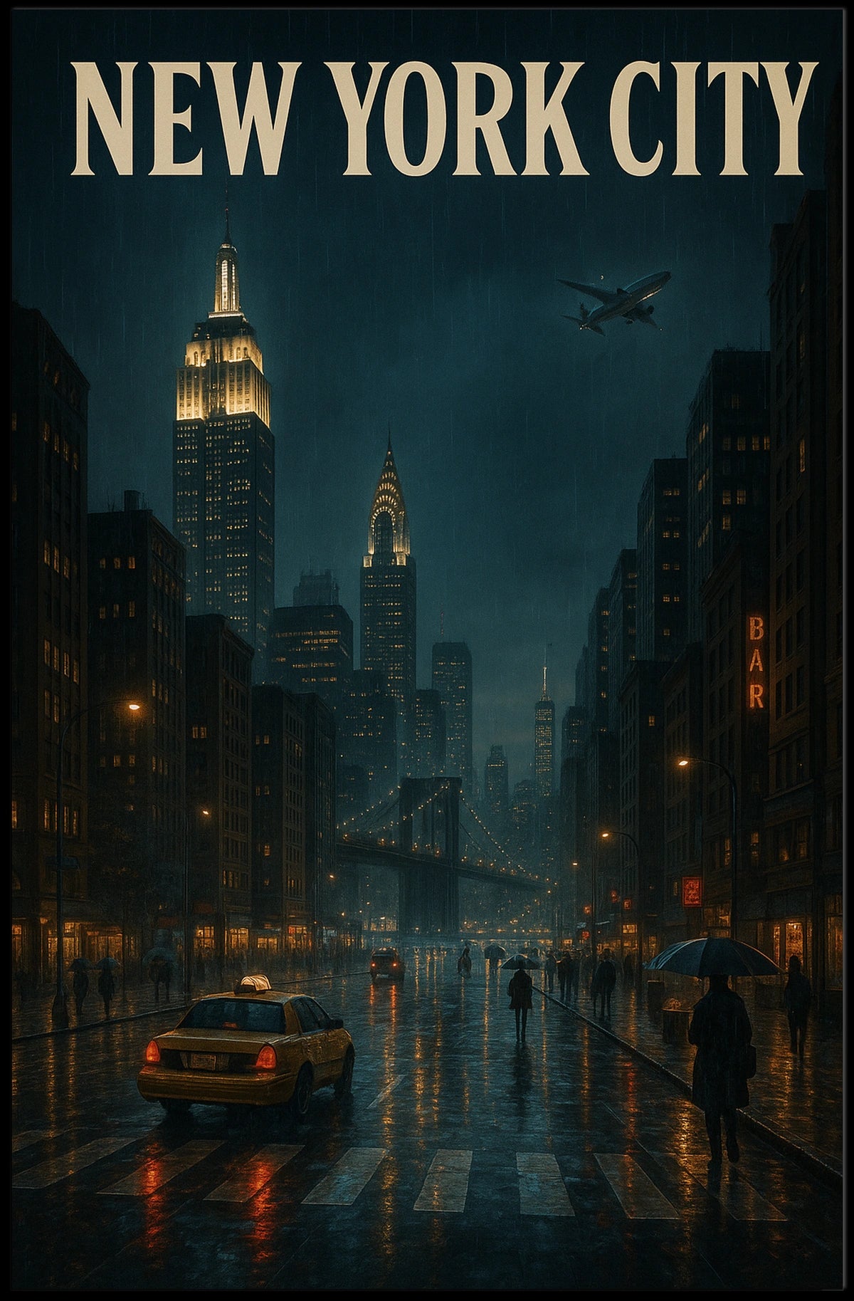 New York City at Night Poster
