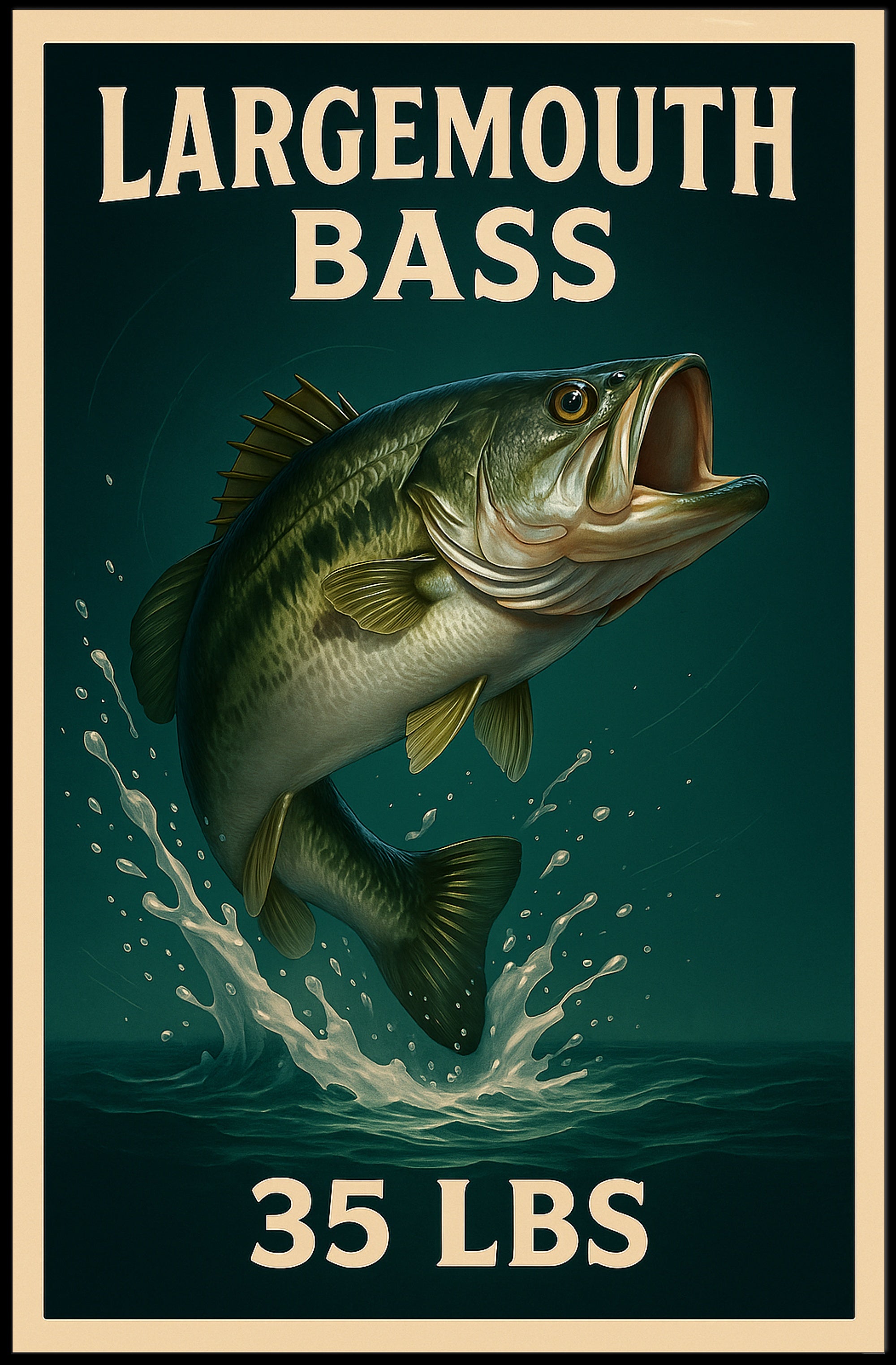 Largemouth Bass 35 LBS Poster PosterGoat