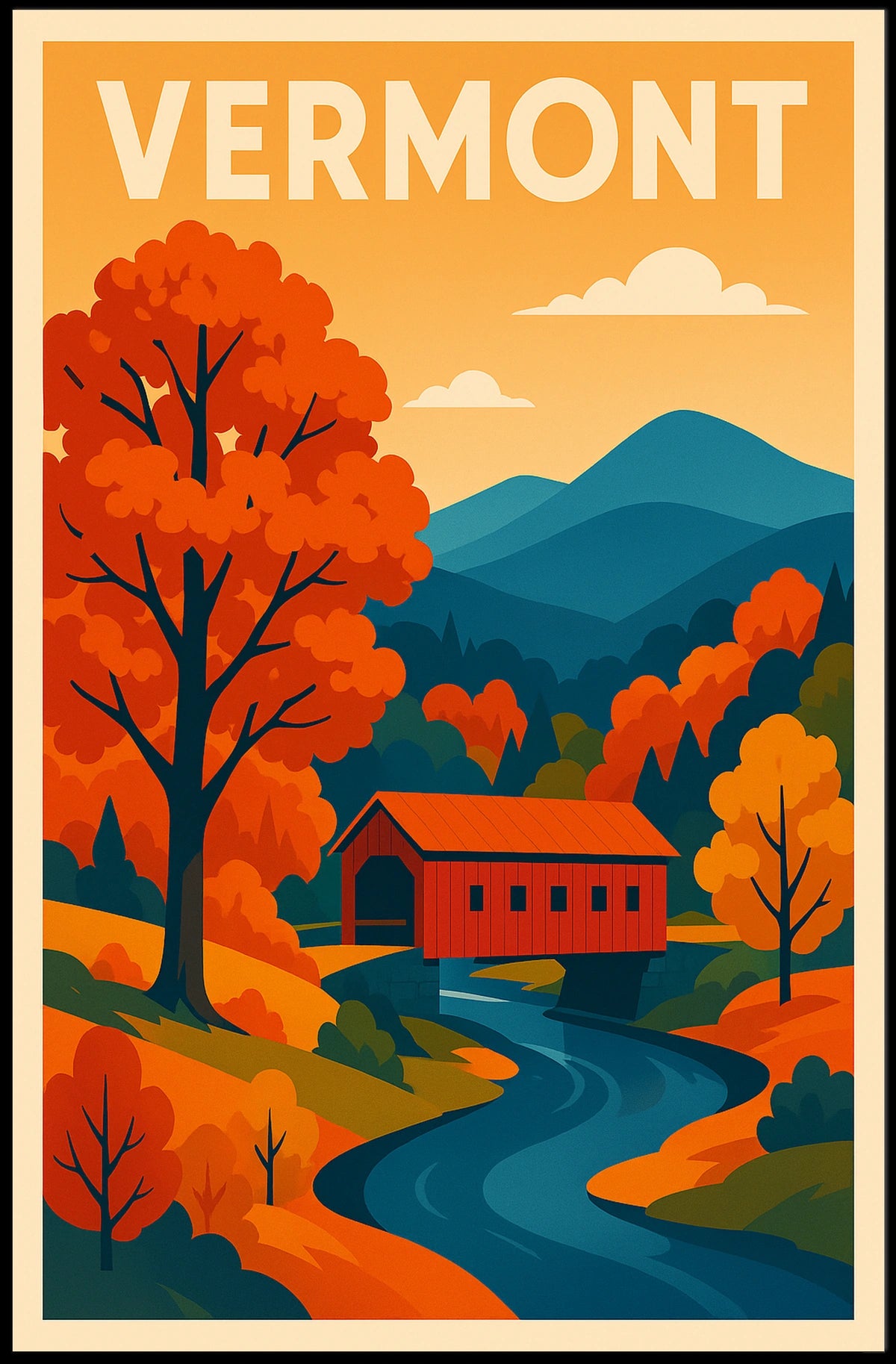 Autumn Vermont Rustic Wanderlust Poster