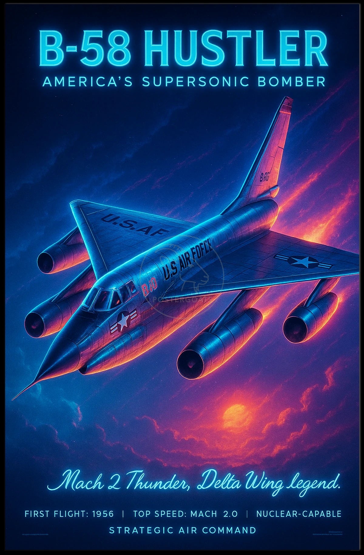 B-58 Hustler Vintage Military Aircraft Art Poster