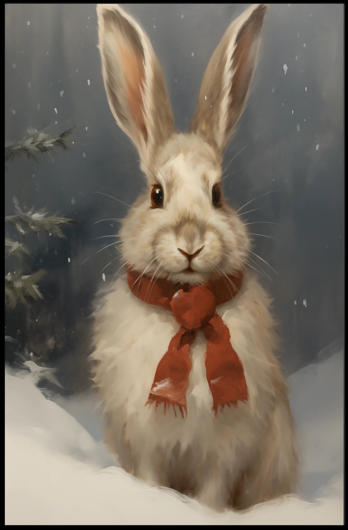 Winter Bunny Portrait Poster