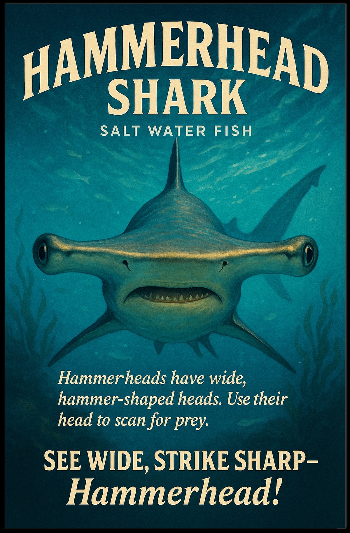 Hammerhead Shark Saltwater Predator Poster