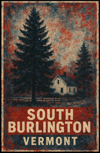 Cozy Vintage Vermont Rustic Folk Art Poster