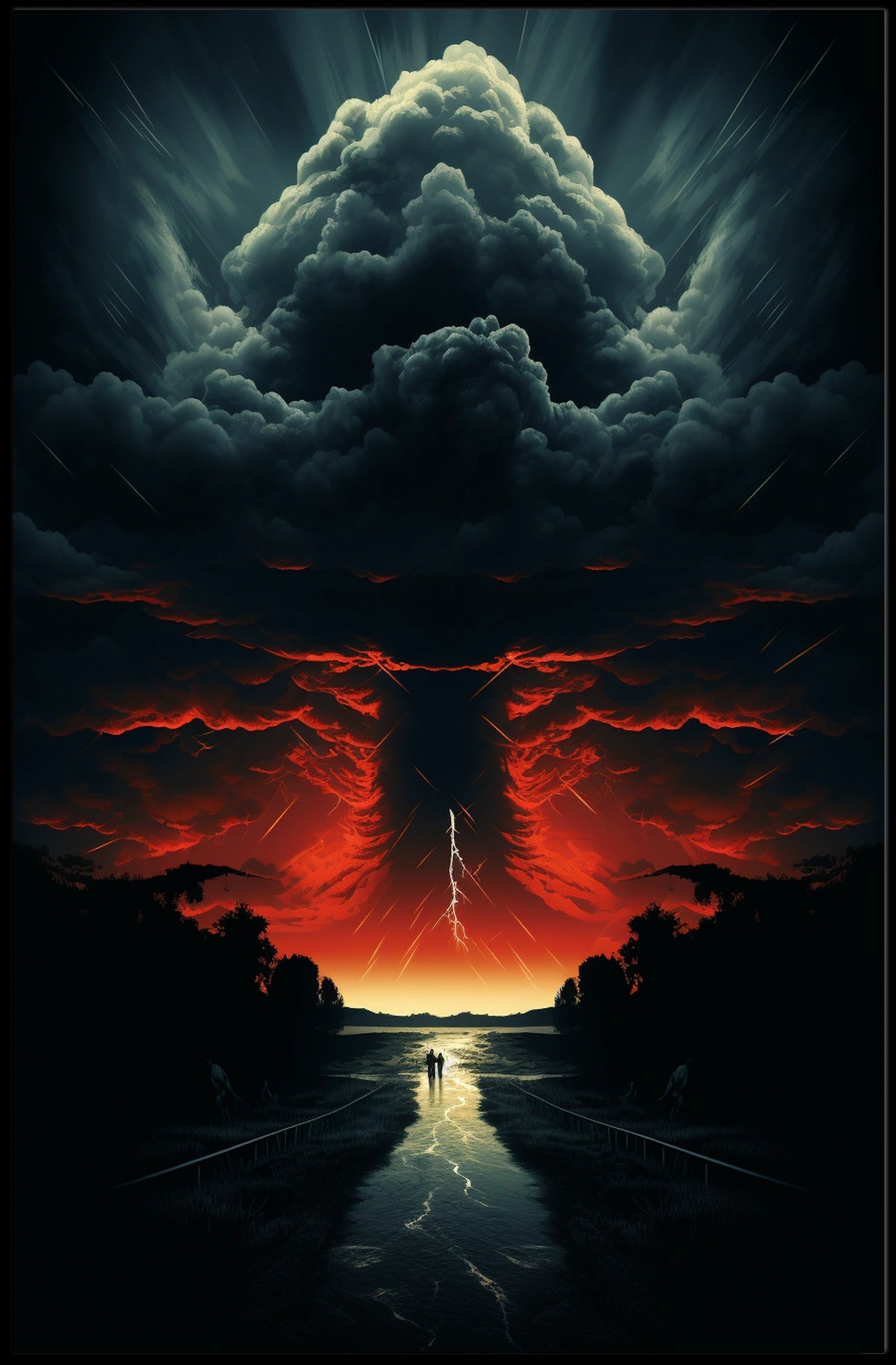Eerie Skywalk Surreal Landscape Artistic Poster