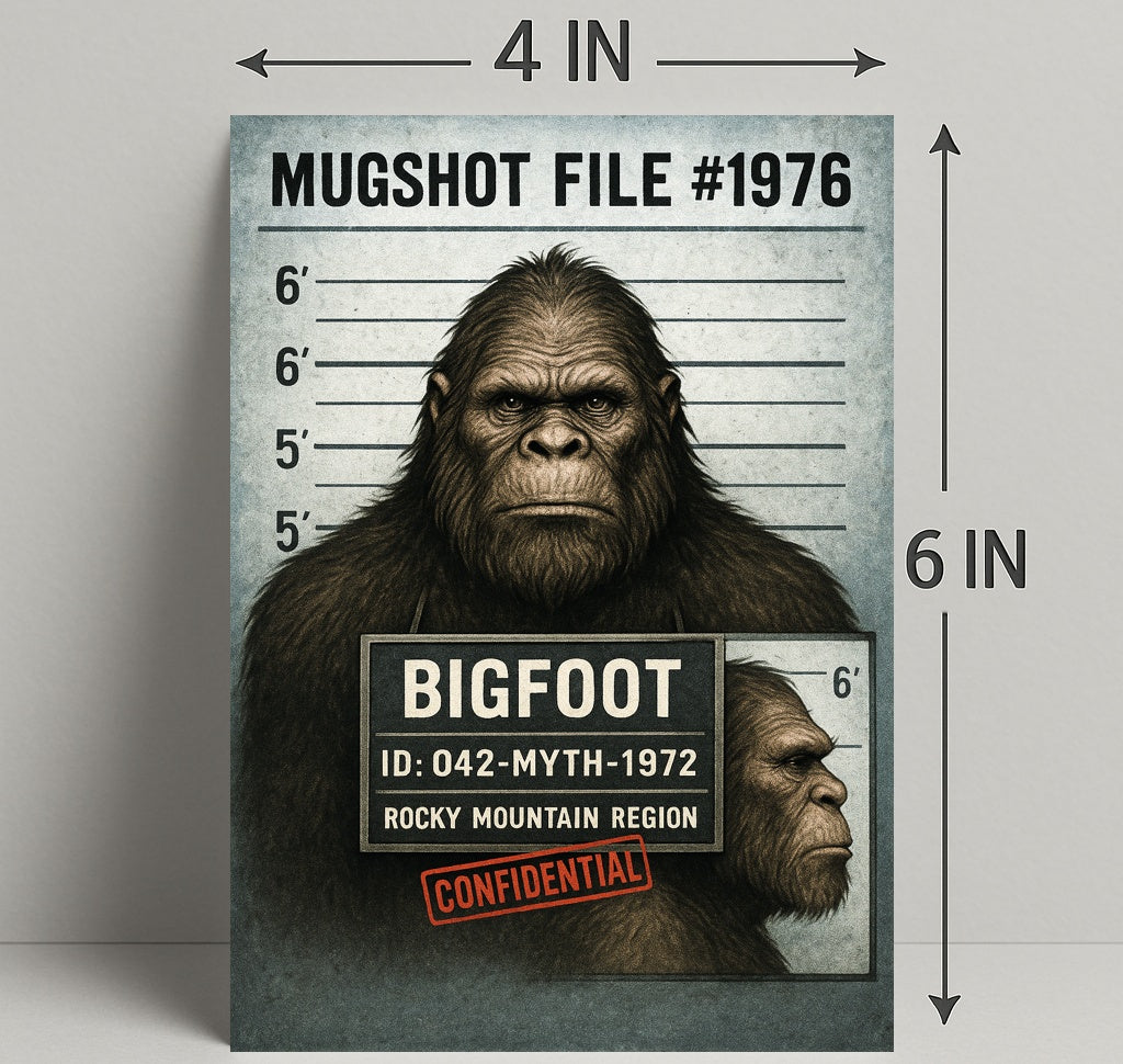 Bigfoot Mugshot Mythical Sighting Poster PosterGoat