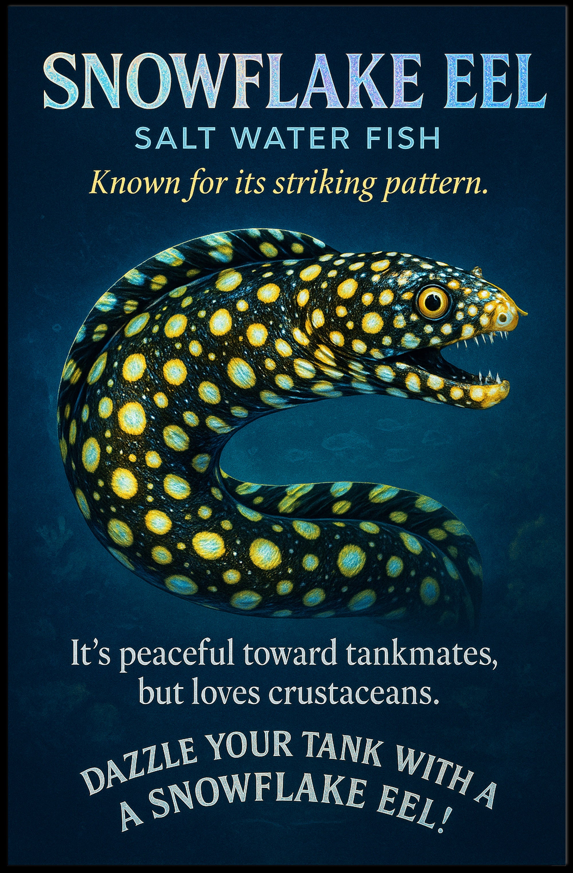 Snowflake Eel Poster Saltwater Fish Striking Marine Art