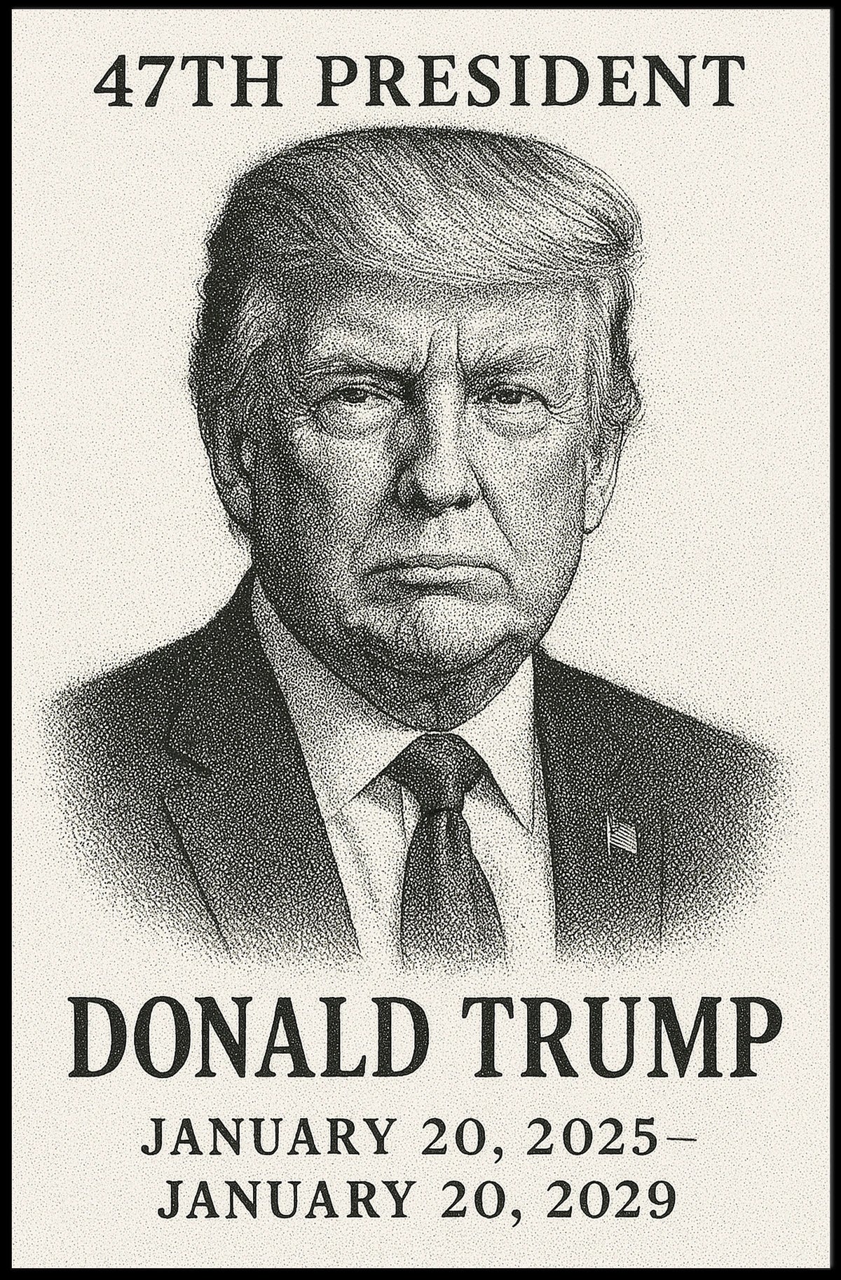 Donald Trump 47th President Pop Art Typography Patriotic Wall Decor Collectors Gallery Poster