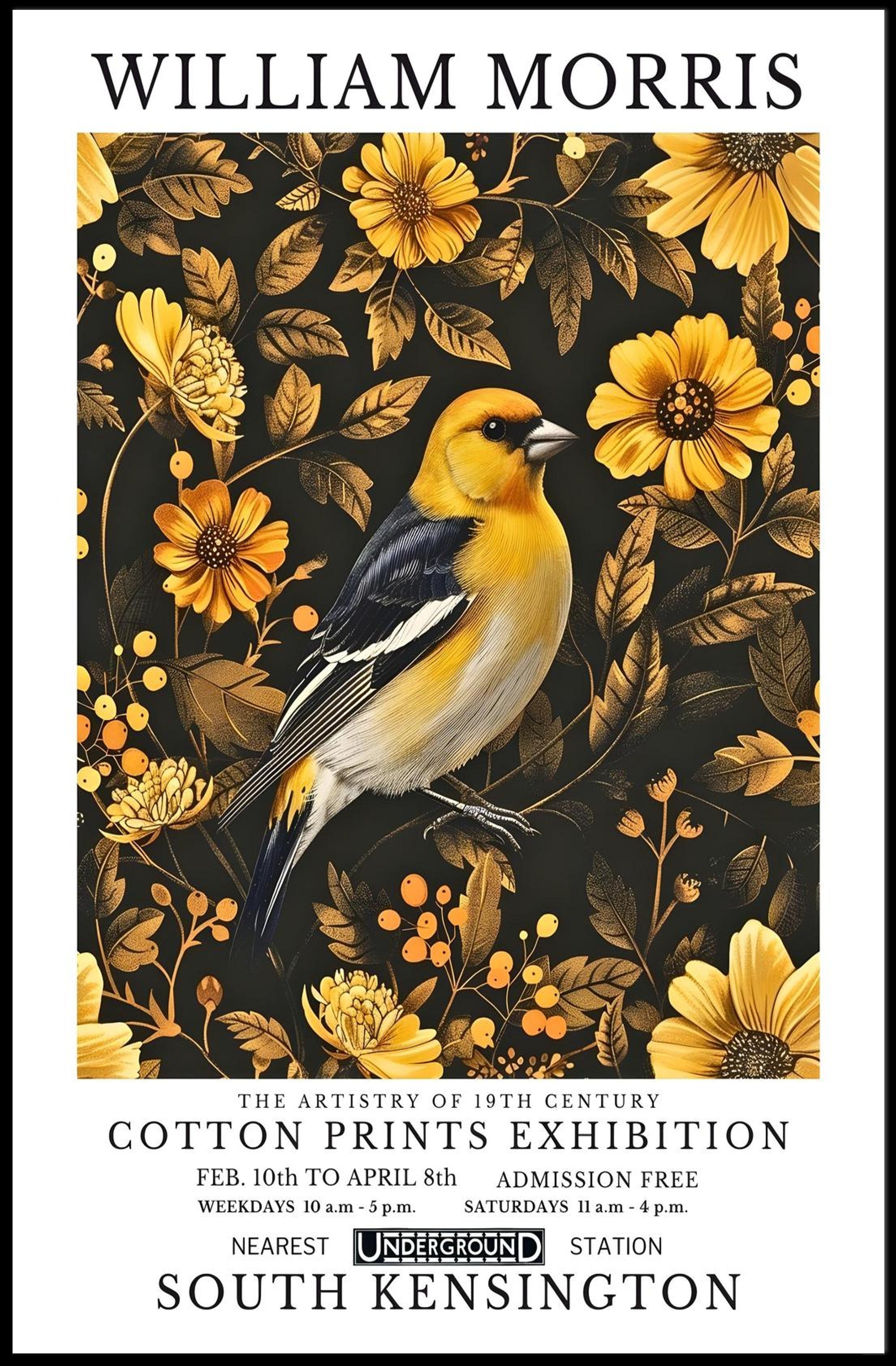 William Morris Inspired Elegant Bird Exhibition Artistic Poster