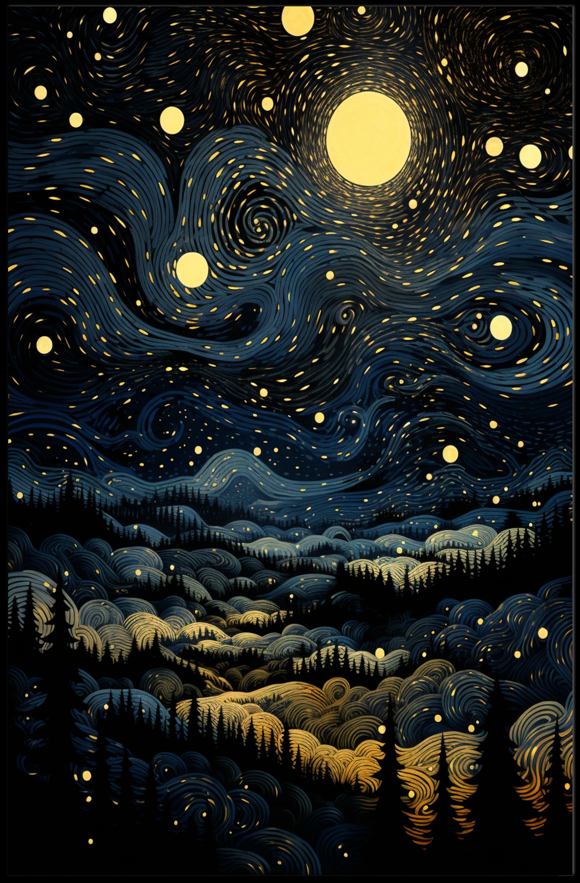 Starry Night Landscape Poster PosterGoat