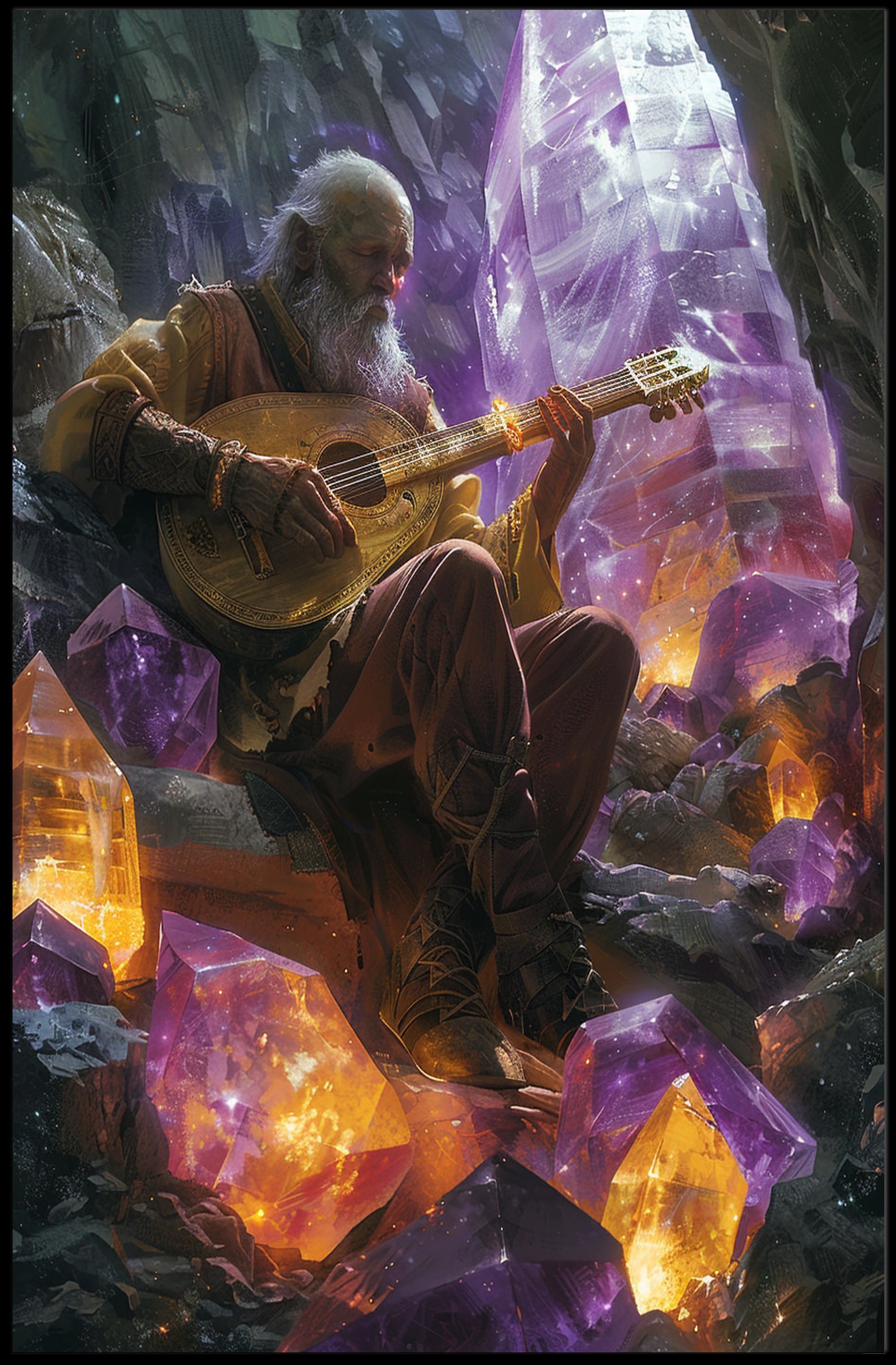 Mystical Elder in Cave Fantasy or Mythology Poster PosterGoat