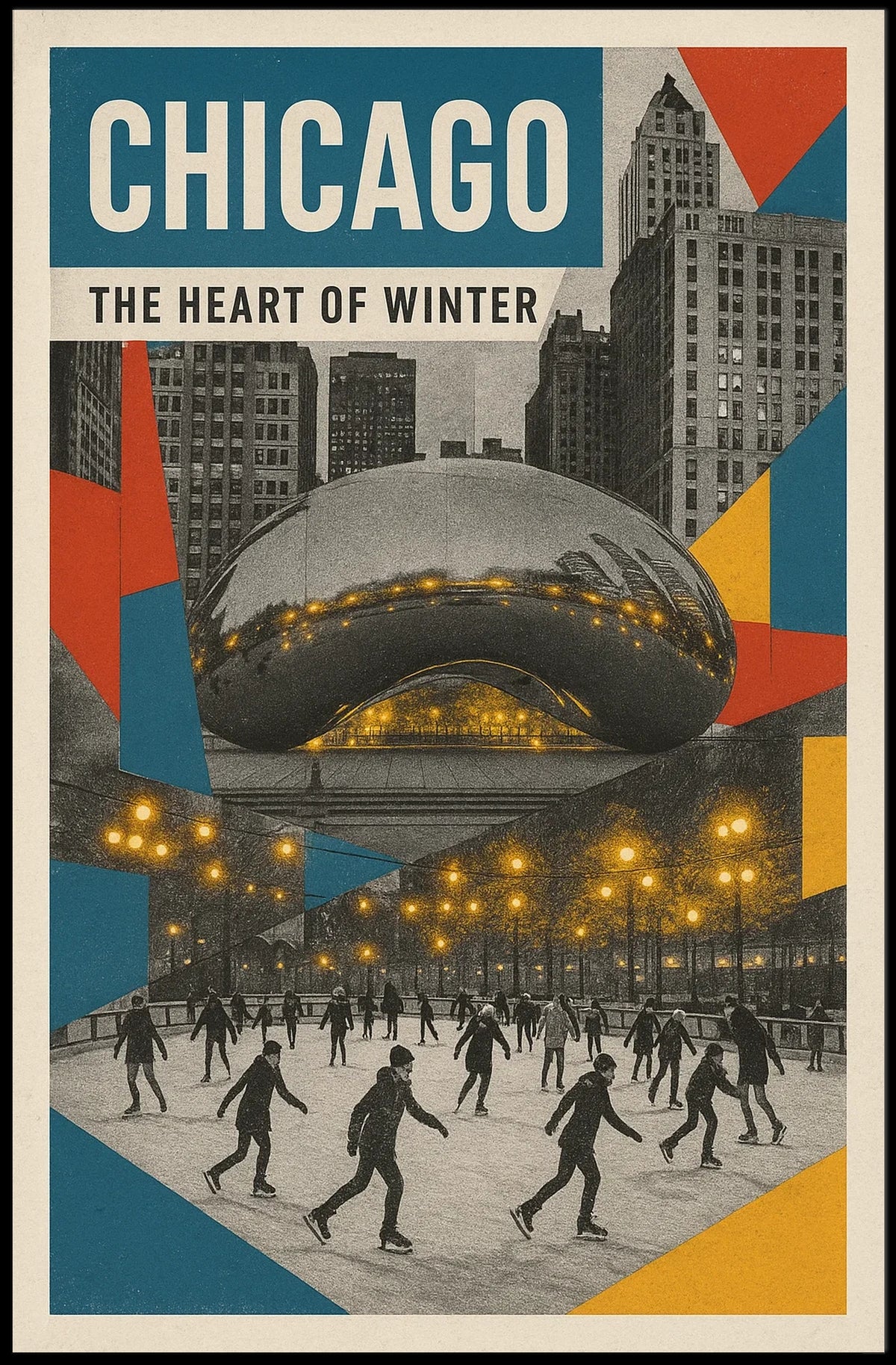 Scenes Of Chicago Heart Of Winter Cityscape Wall Poster