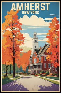 Serene Autumn Scene in Amherst Travel Poster