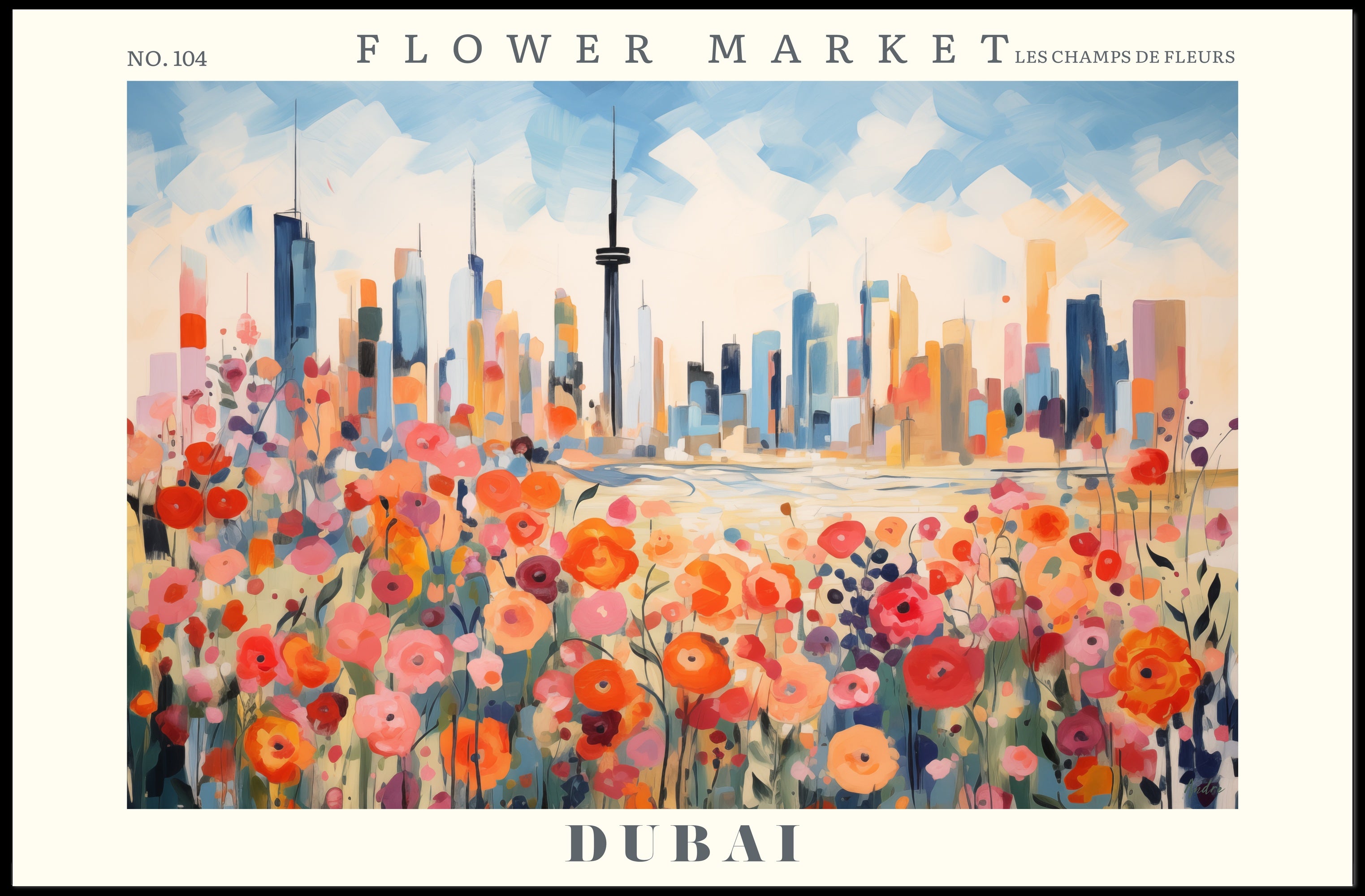 Dubai’s Vibrant Flower Market Urban or Cityscape Poster