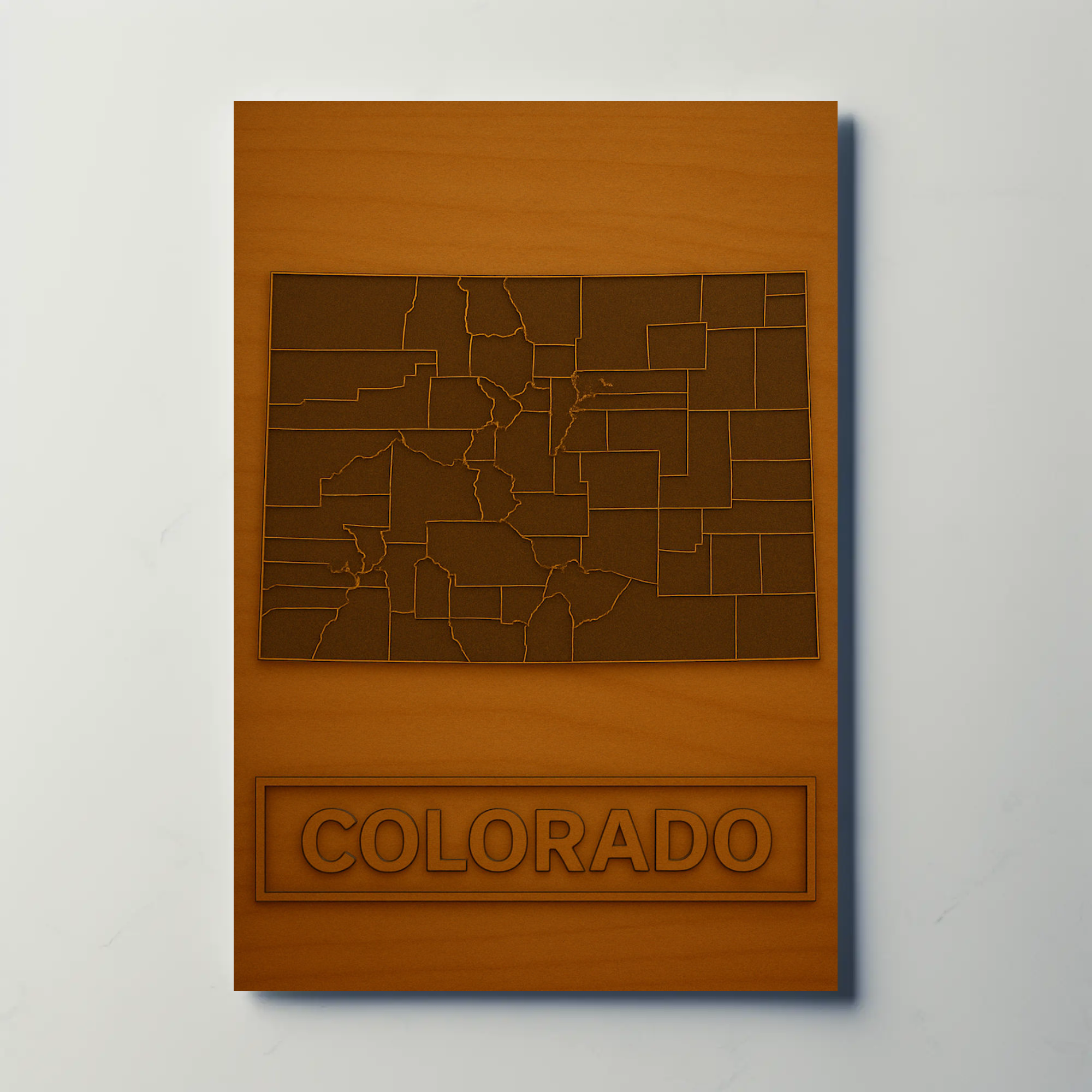 Stylized Outline of Colorado Counties Travel Poster