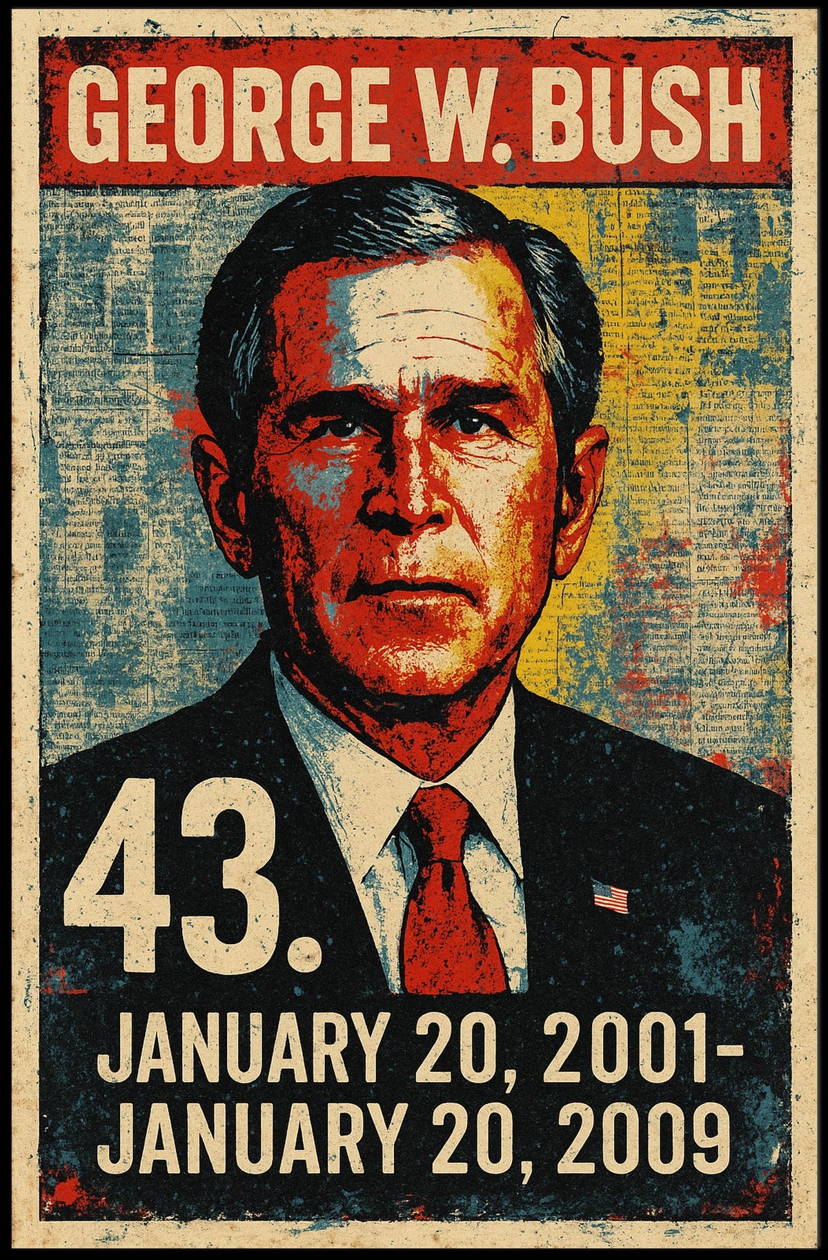 George W. Bush 43rd President of the United States Street Art Mashup Poster