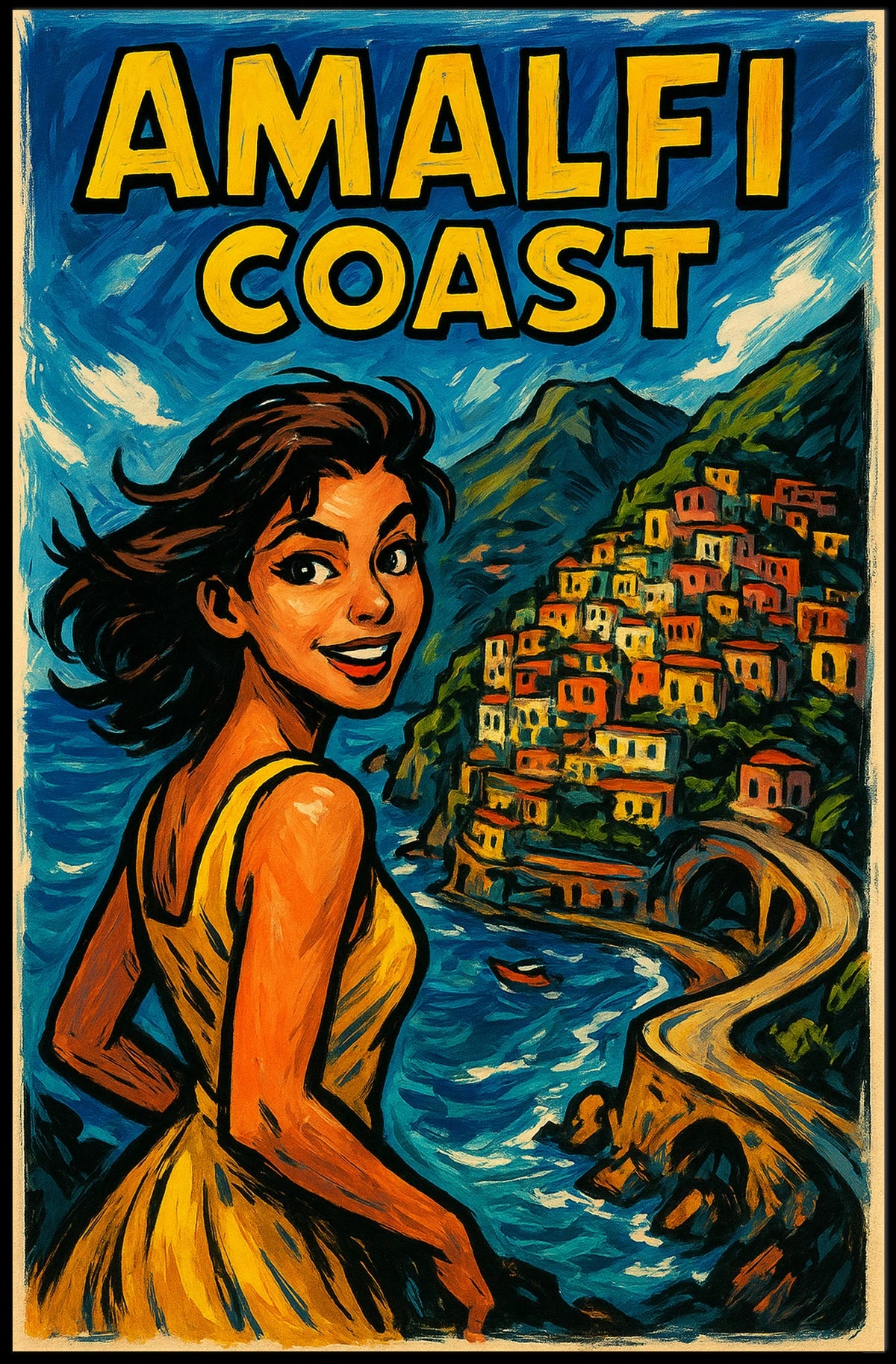 Amalfi Coast Adventure Poster 18x24 Scenic Wall Art