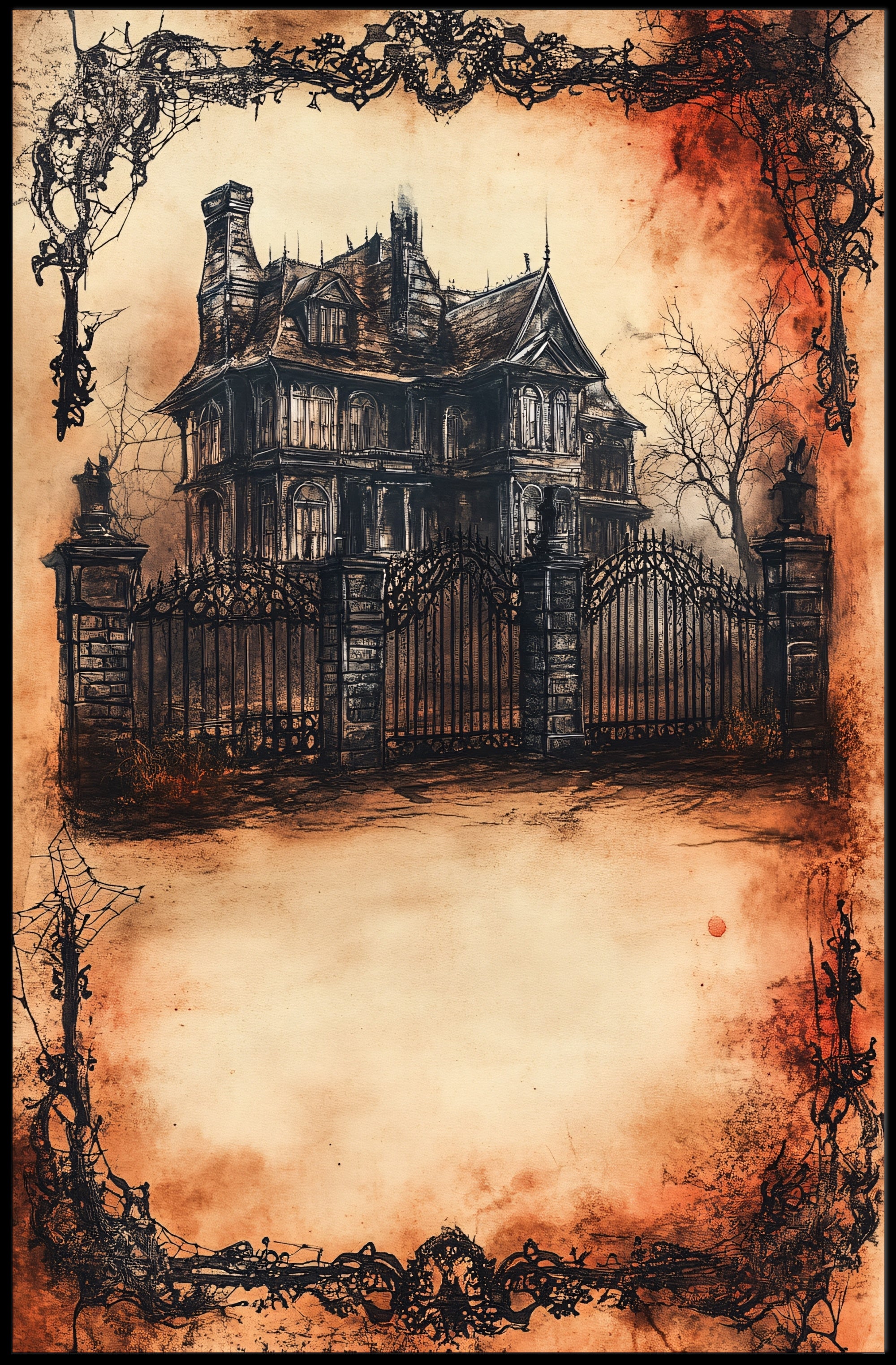 Haunted Mansion Illustration Poster