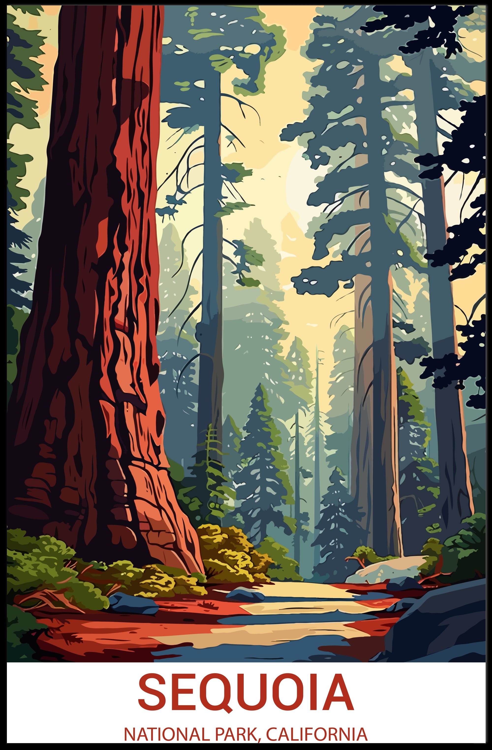 Sequoia National Park Vintage Travel Poster