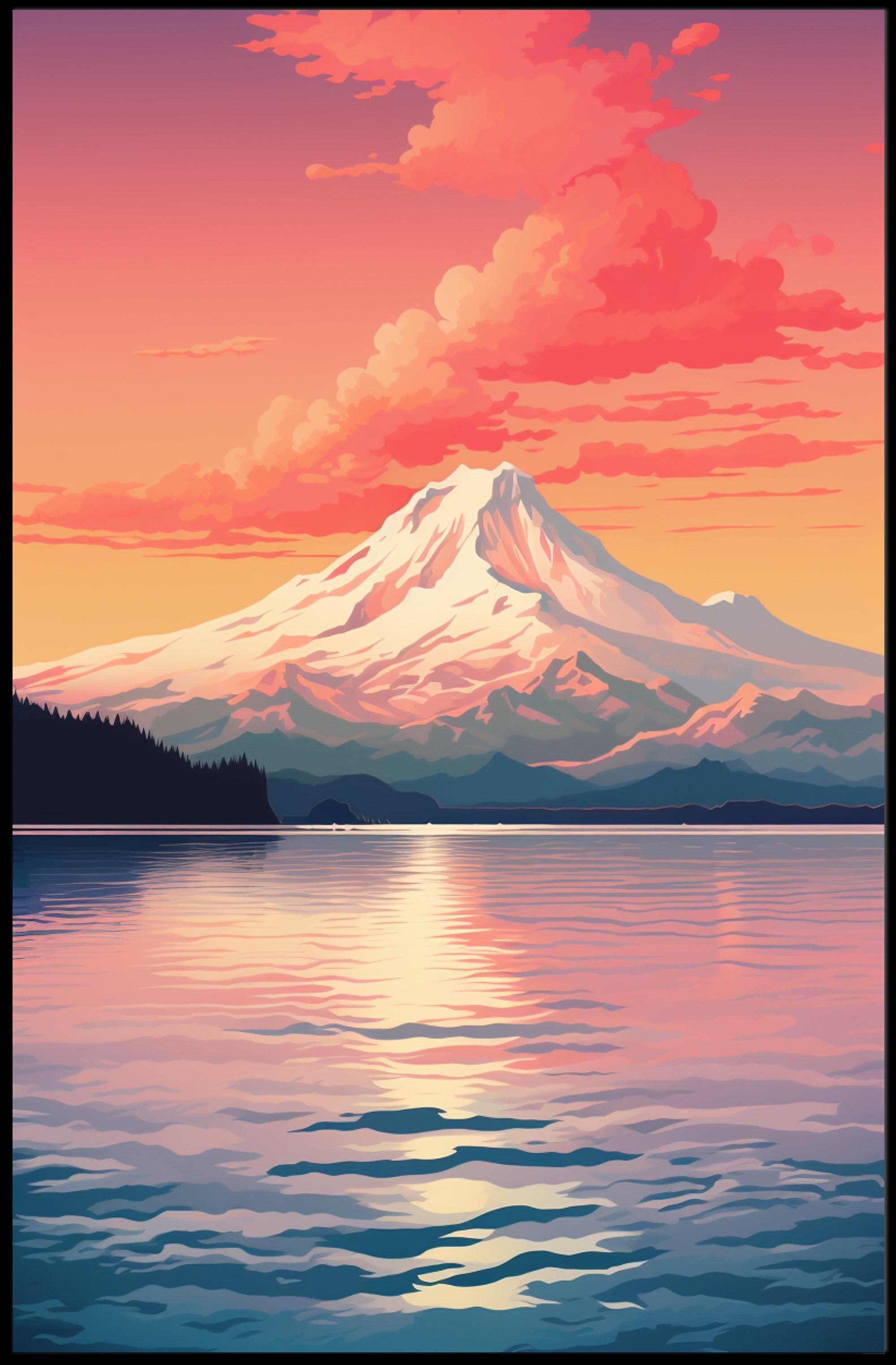 Serene Mountain Sunset Poster PosterGoat