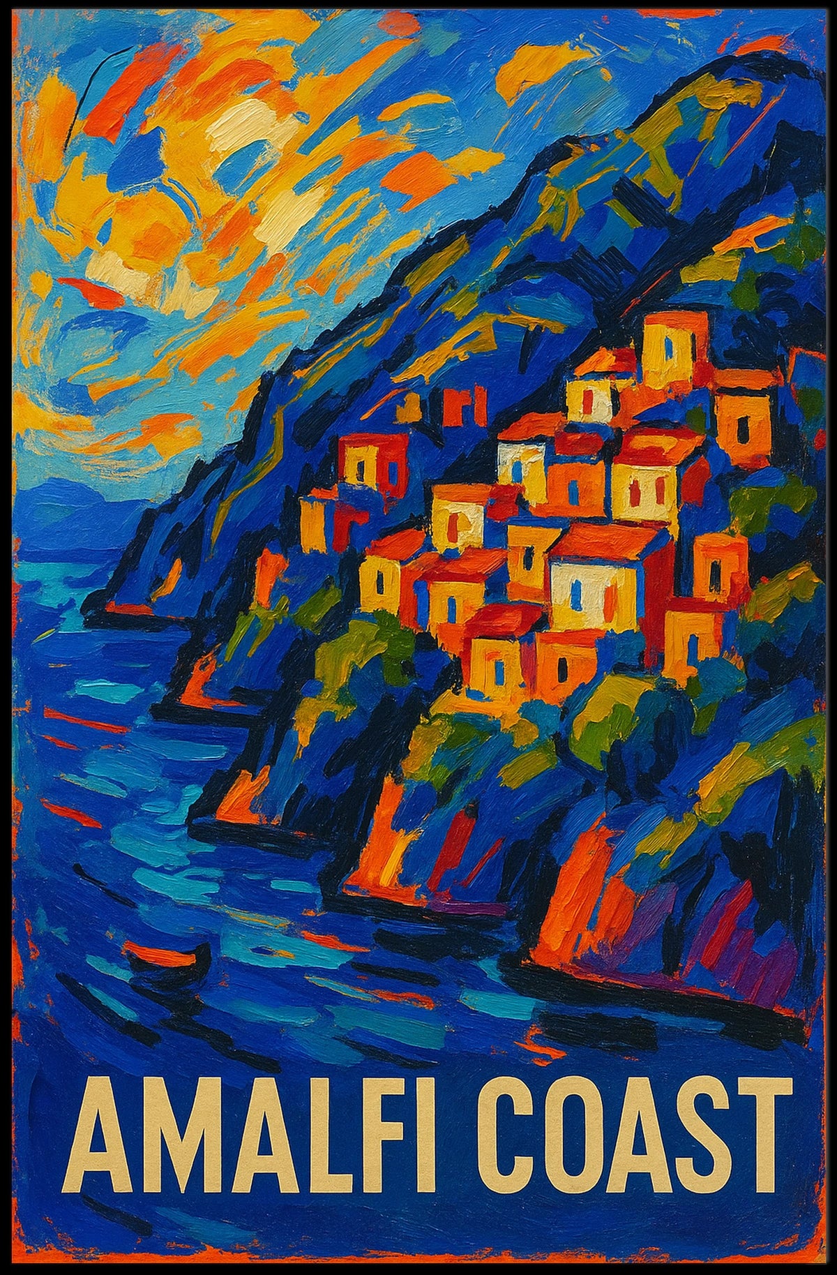 Amalfi Coast Poster 18x24 Coastal Wall Art Decor Print