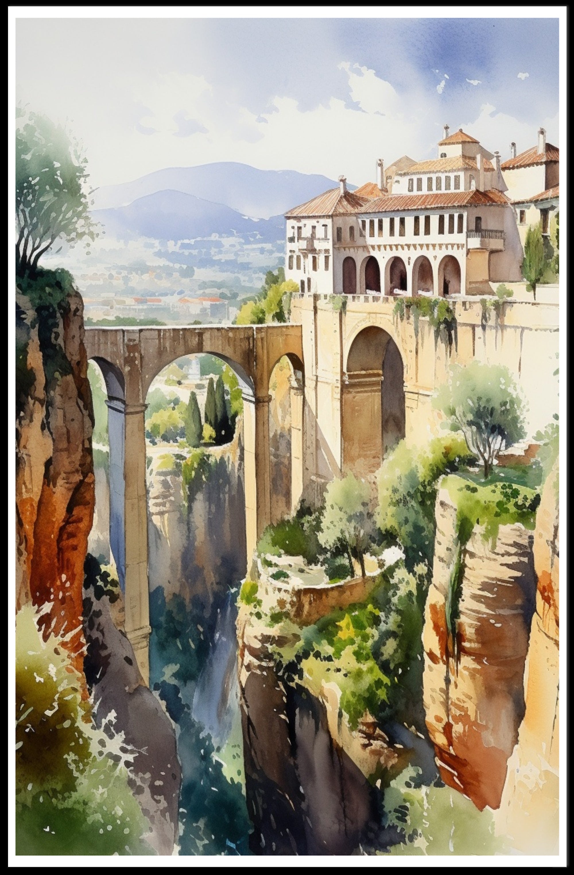 Serene Cliffside Retreat Poster PosterGoat