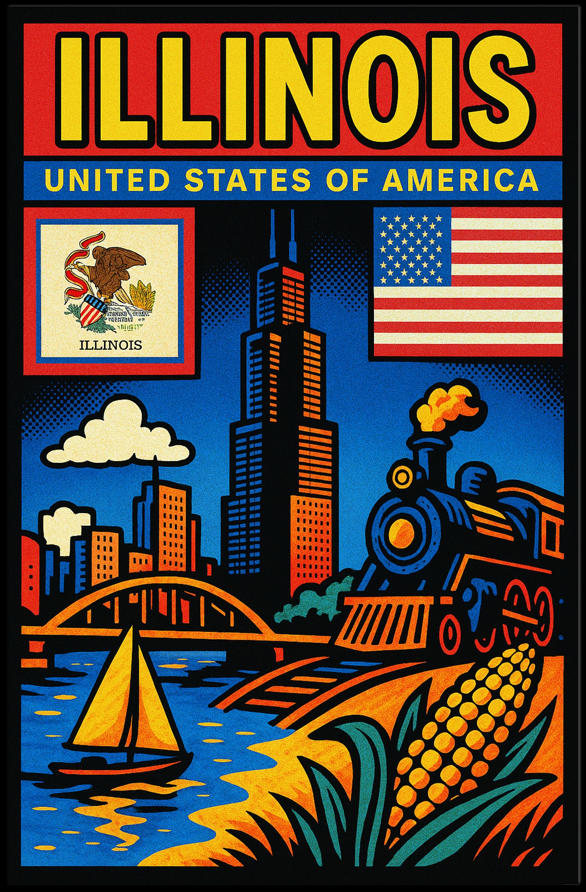 Illinois A Vibrant Tribute Poster PosterGoat