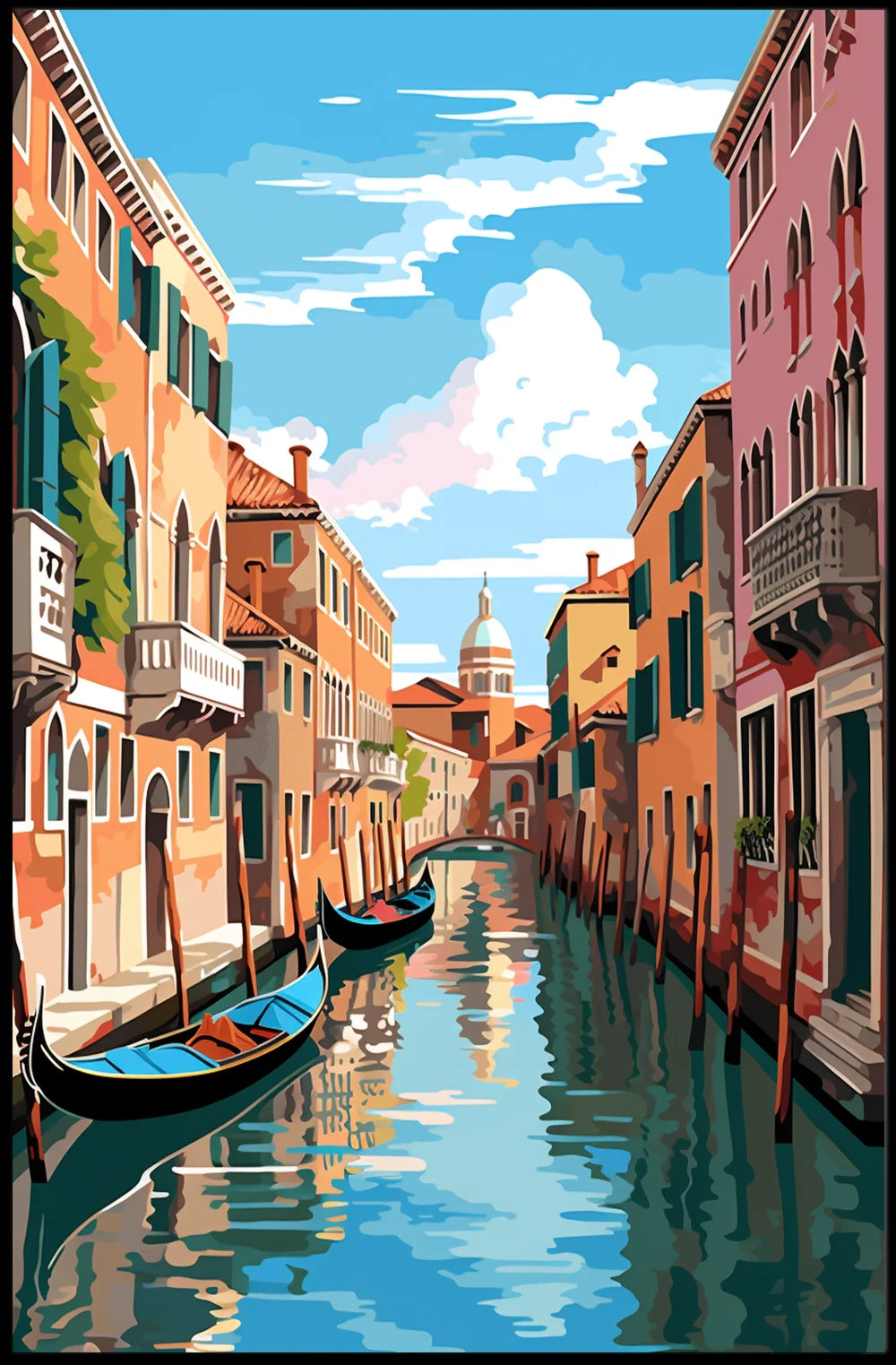 Venice Canal Scene Vibrant Modern Art Poster