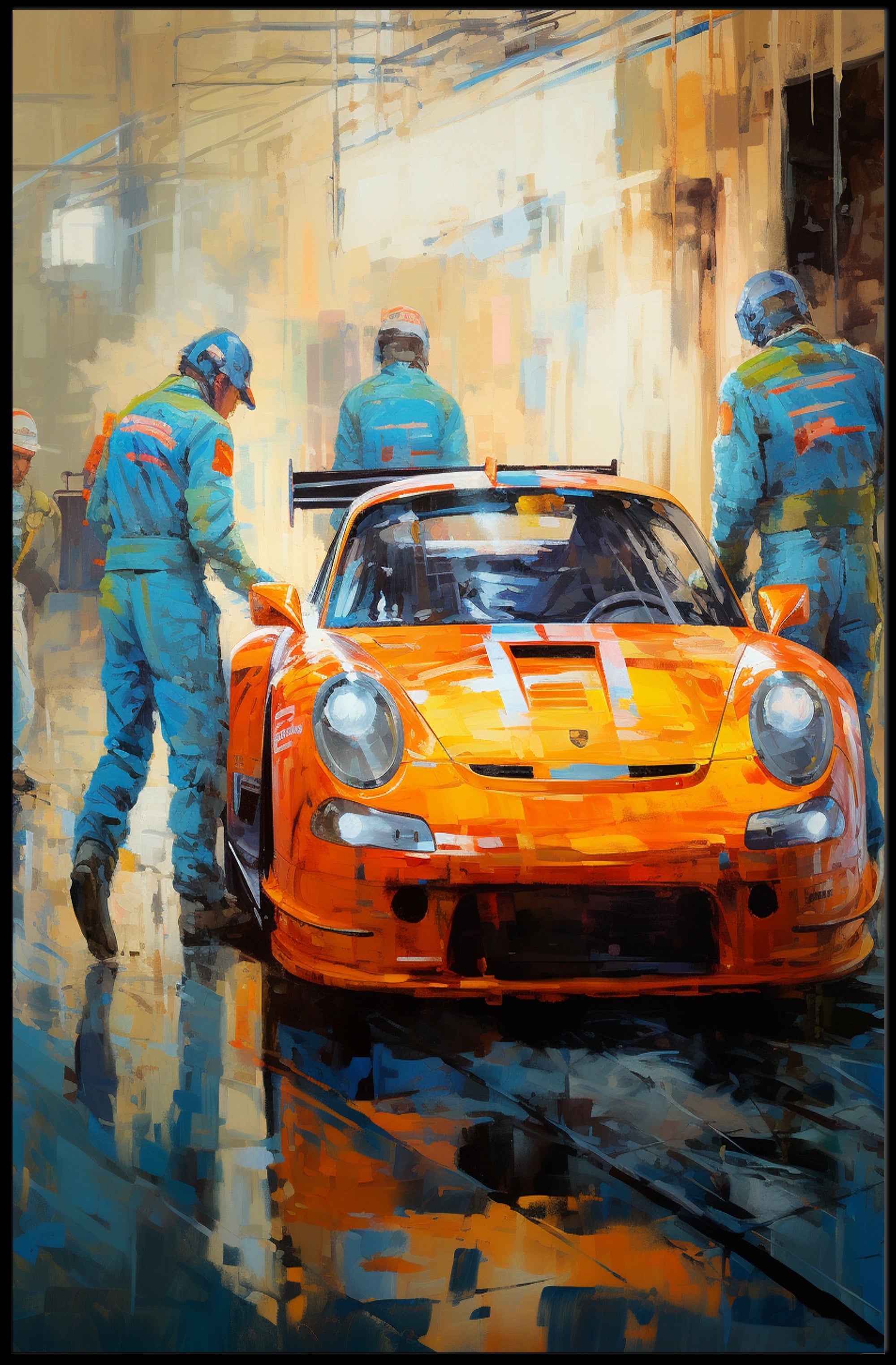 Racing Team In Action Poster PosterGoat