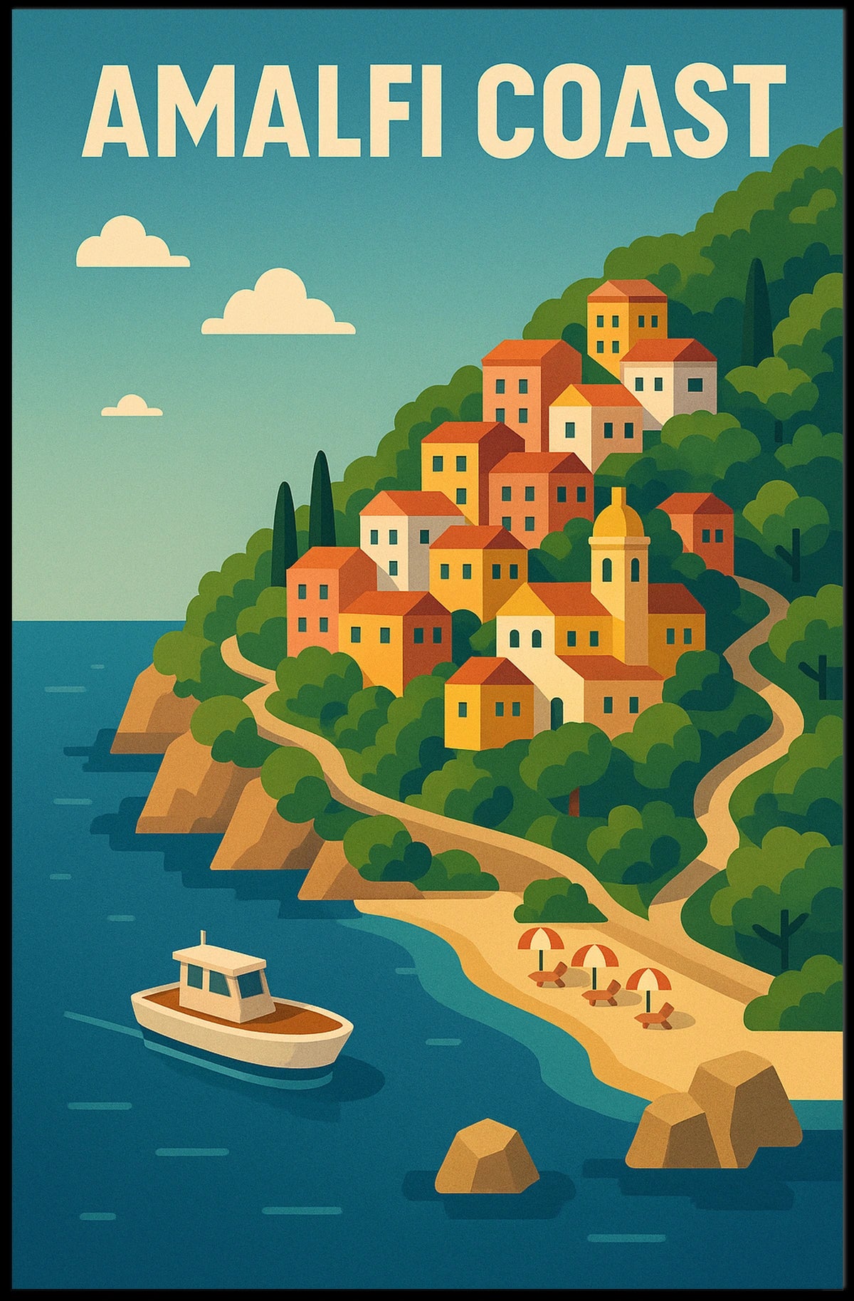 Amalfi Coast Poster Wall Art For Coastal Decor And Travel