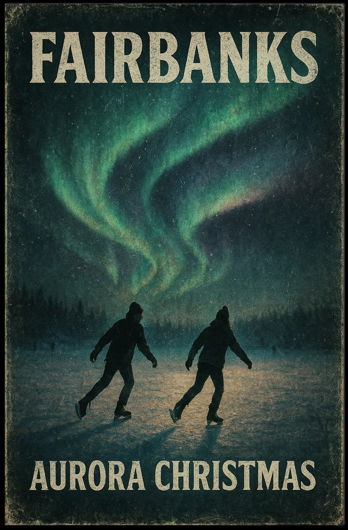 Fairbanks Aurora Christmas Poster