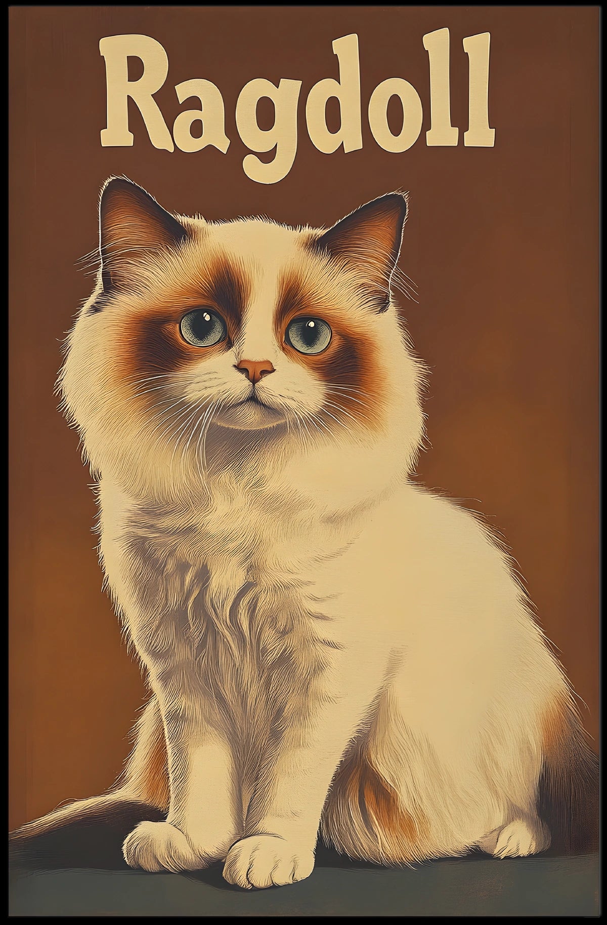Ragdoll Cat Realistic Portrait Photography Artwork Poster