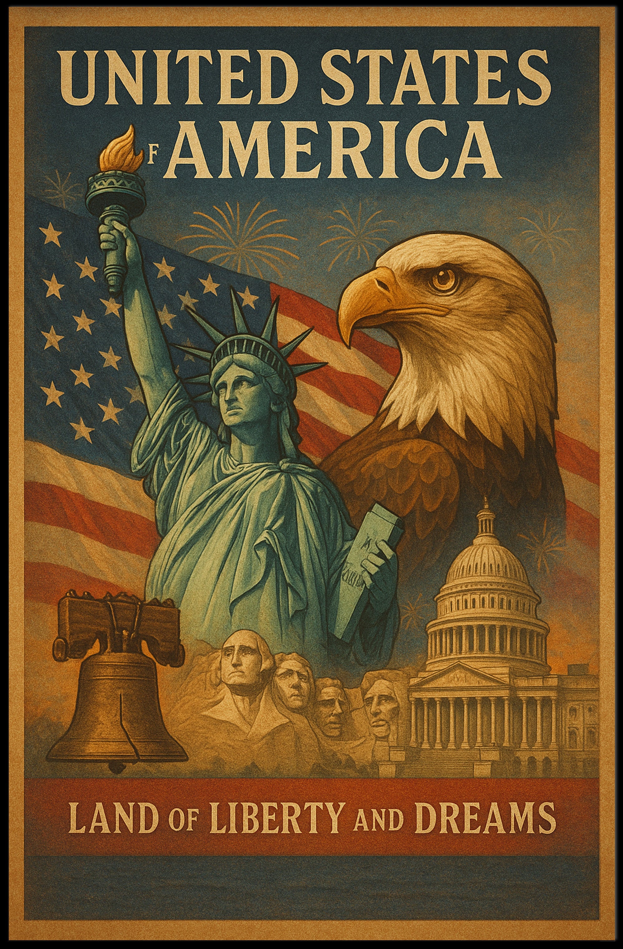 Land of Liberty and Dreams Poster PosterGoat