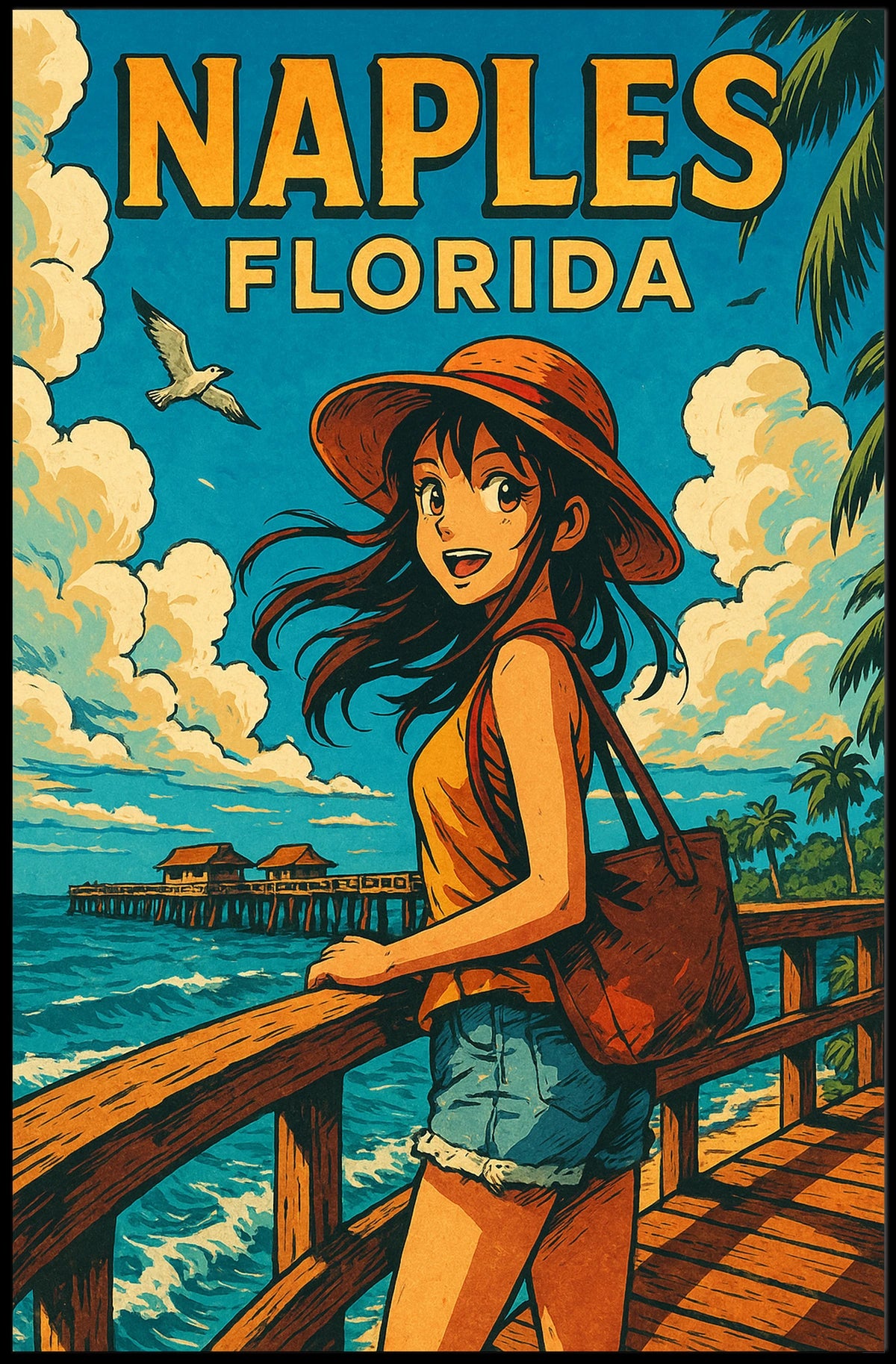 Naples Florida Adventure Poster Coastal Wall Art Decor