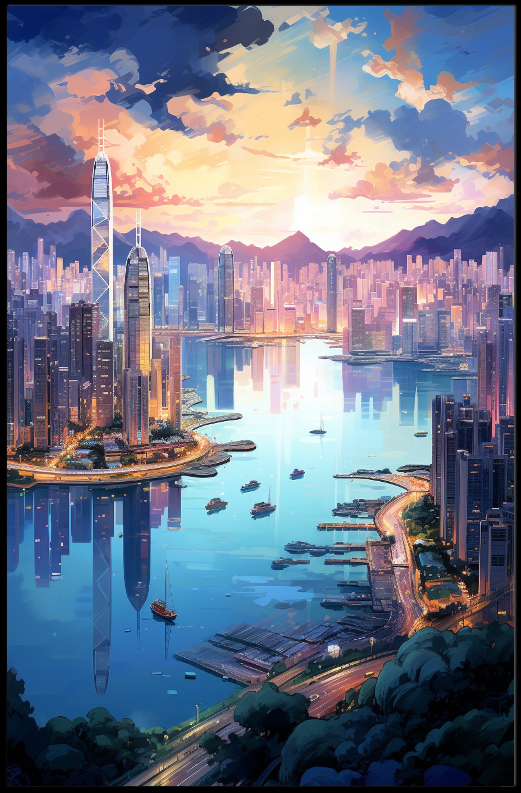 Cityscape At Dusk Poster