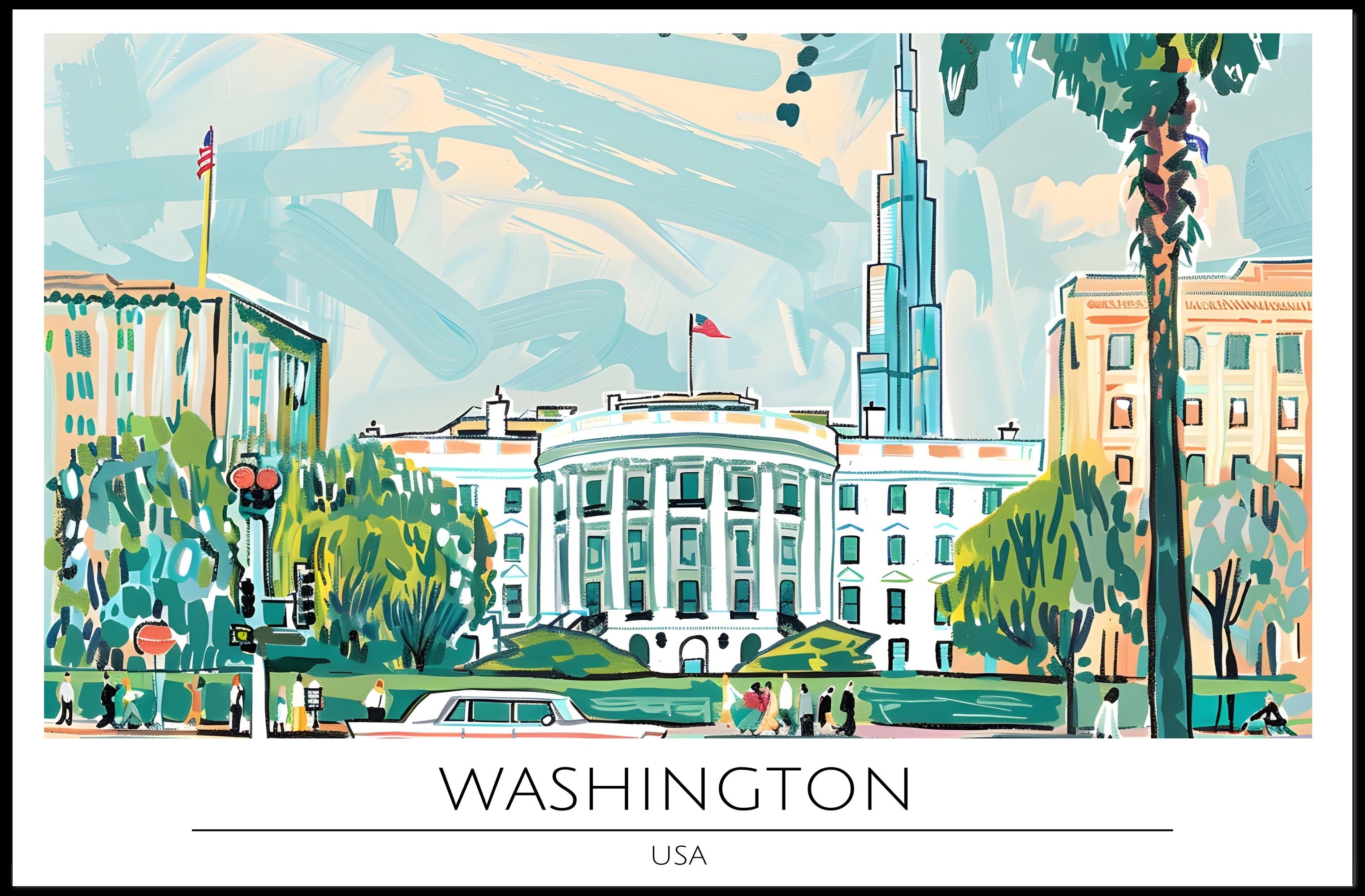 Washington D.C. Illustration Poster