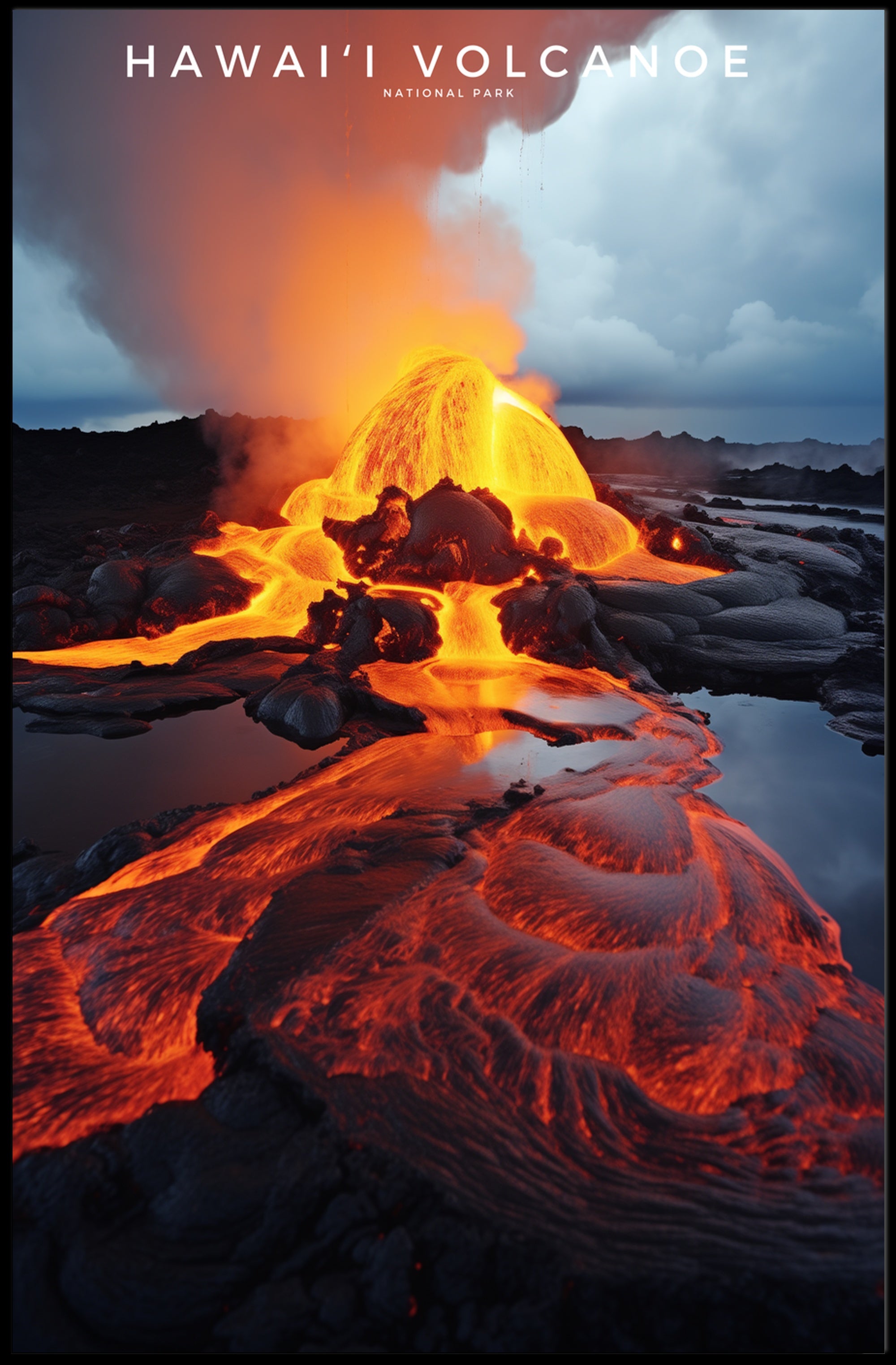 Hawaii Volcano Eruption Poster Travel Wall Art