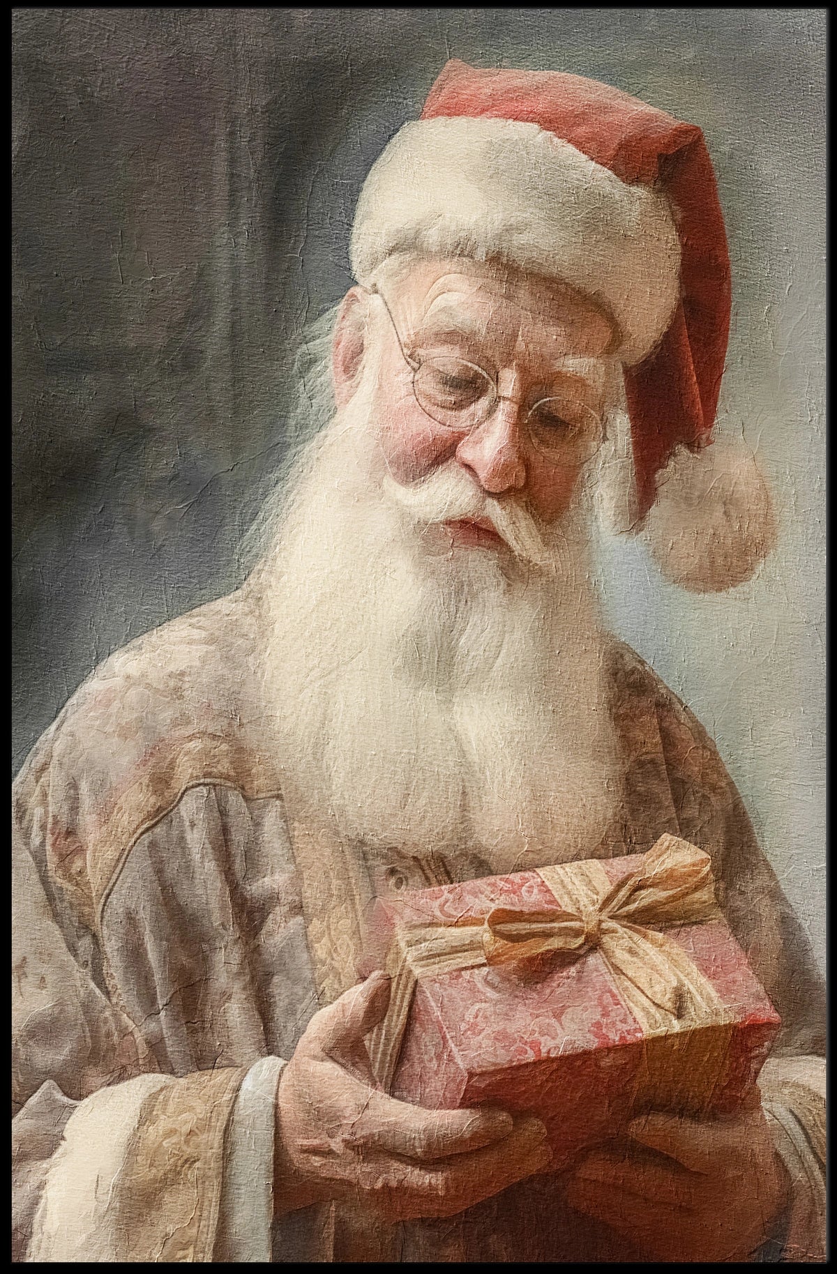 Santa Claus With A Gift Poster