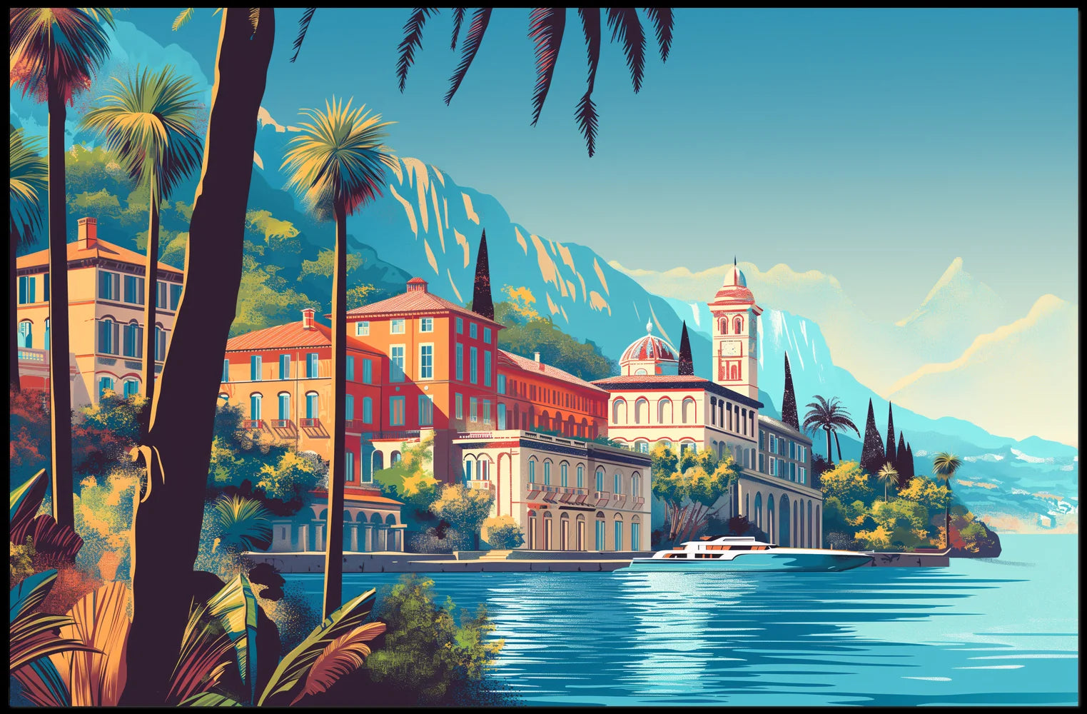 Mediterranean Coastal Escape: Vintage Travel Poster Art