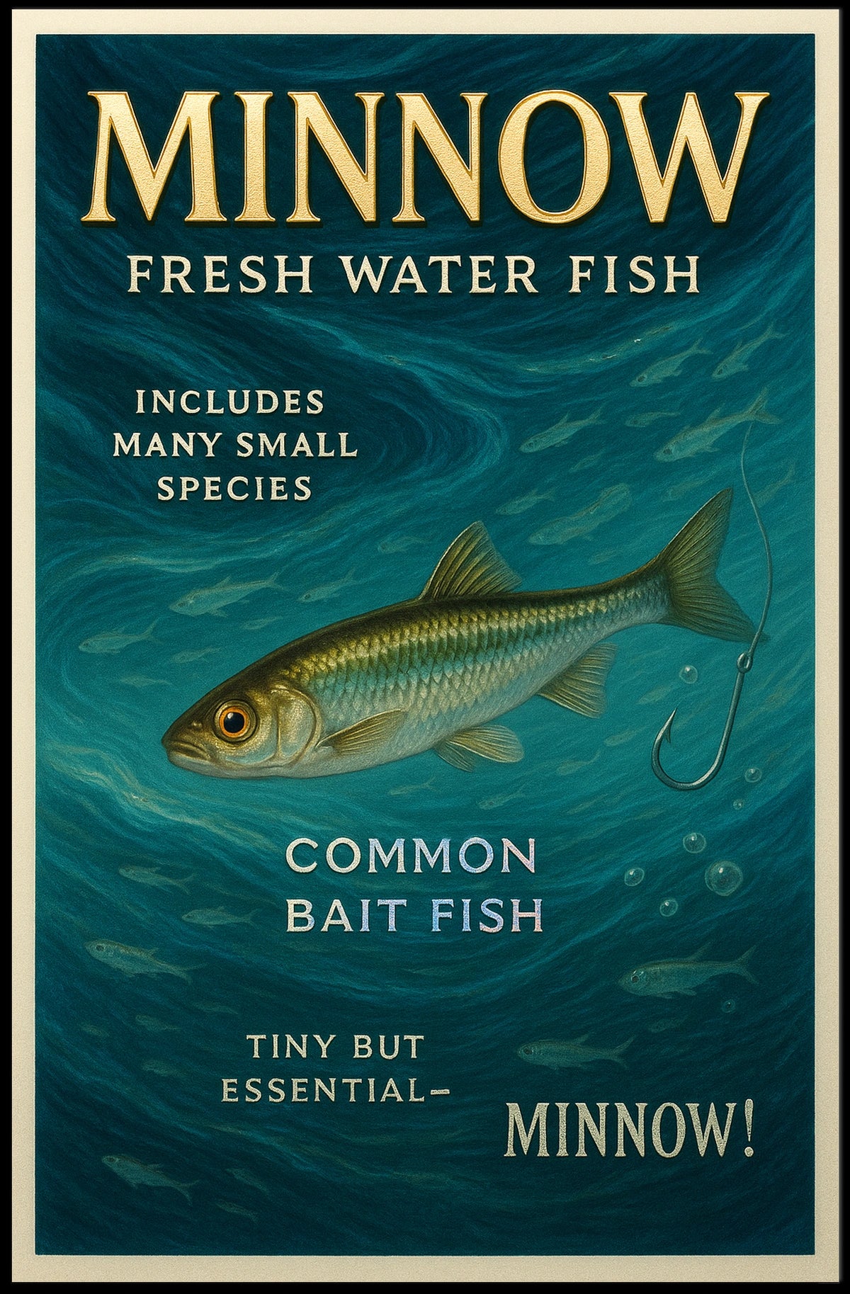 Minnow Vintage Illustration Fishing Poster Art Print