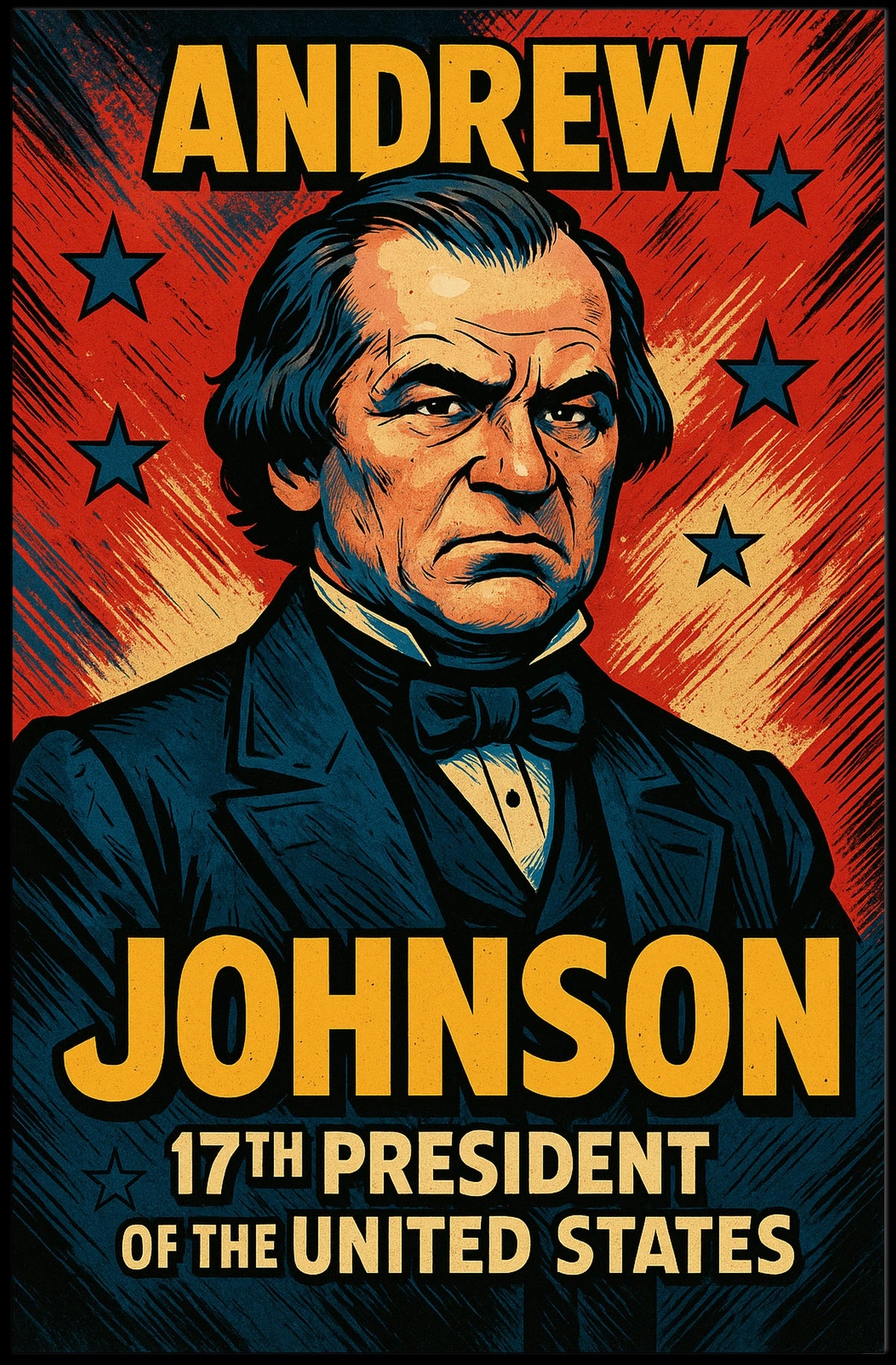 Andrew Johnson Seventeenth President Poster Vintage Wall Art
