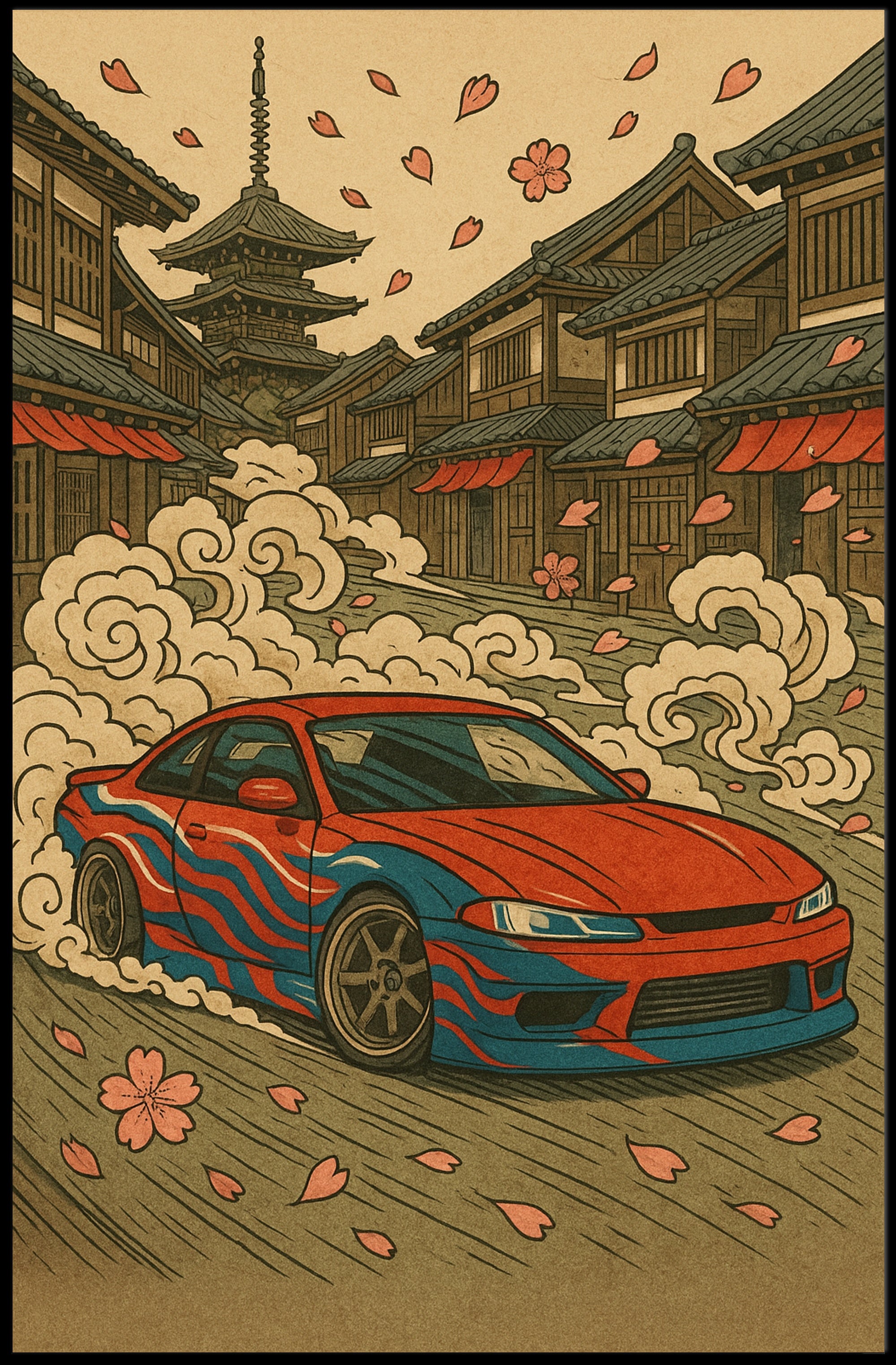 Japanese Street Racing Adventure Poster - Cultural or Heritage Poster