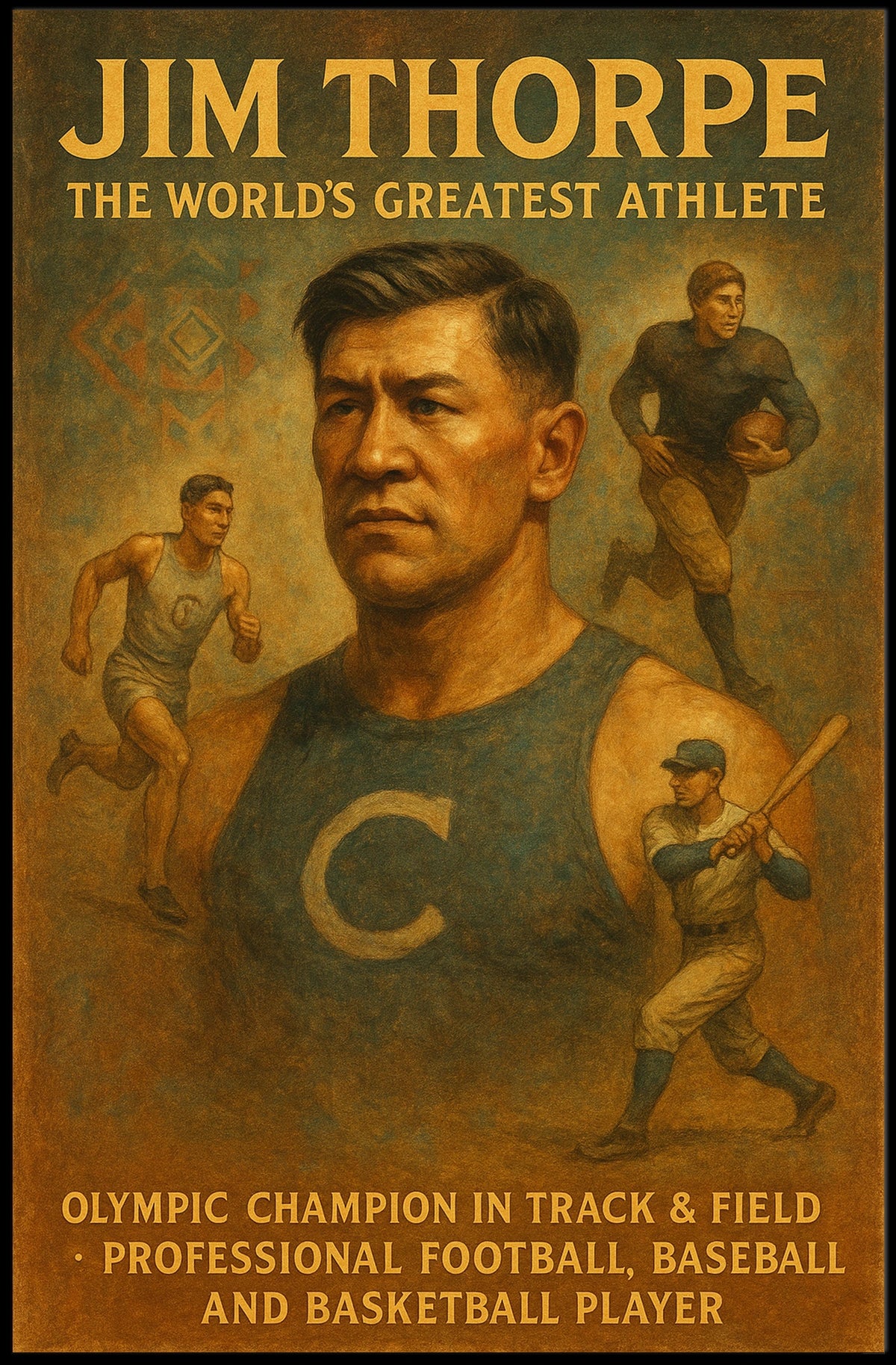 Jim Thorpe The Worlds Greatest Poster 18x24 Wall Art