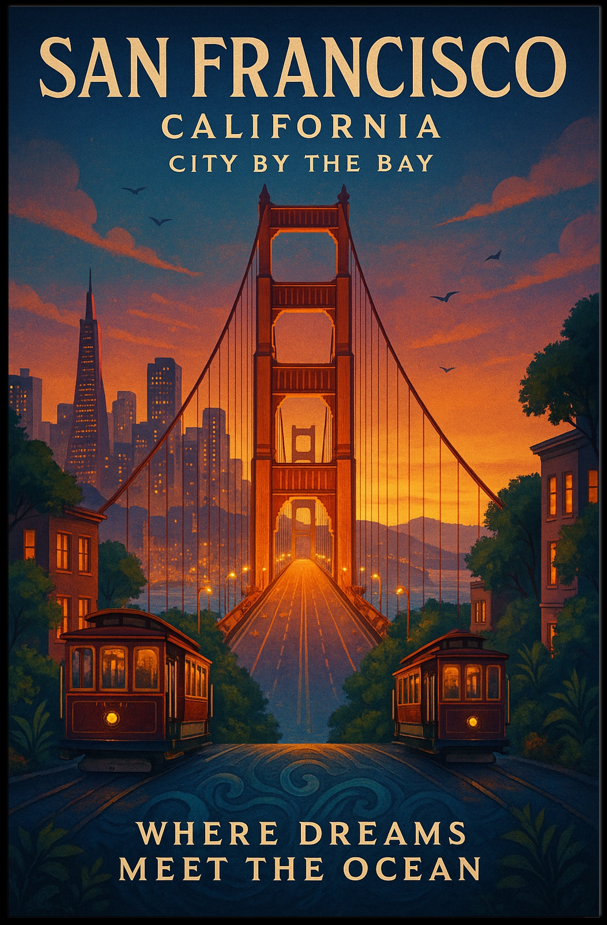 San Francisco Dreams Vintage Travel Poster