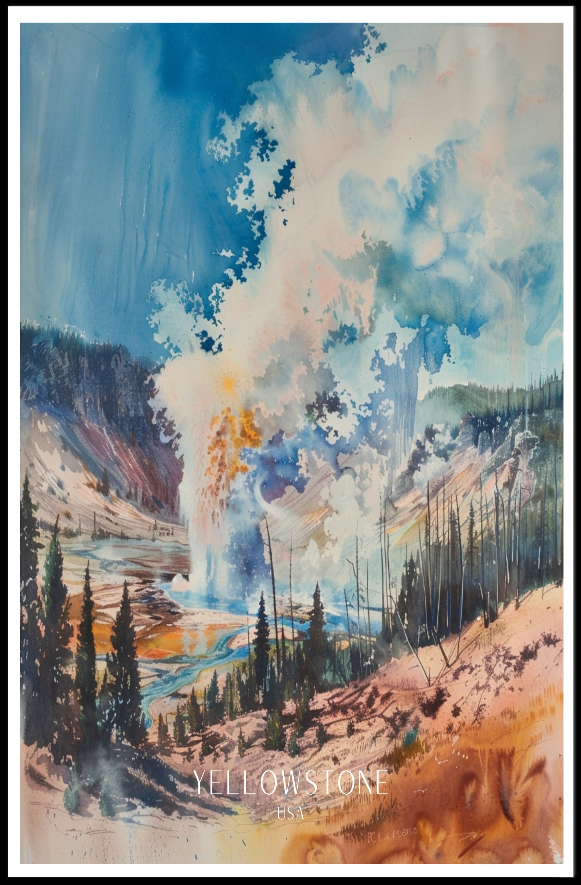 Yellowstone Scenic Poster Print Vintage Travel Art