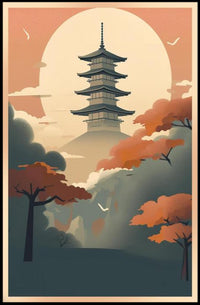 Serene Pagoda at Dusk Poster