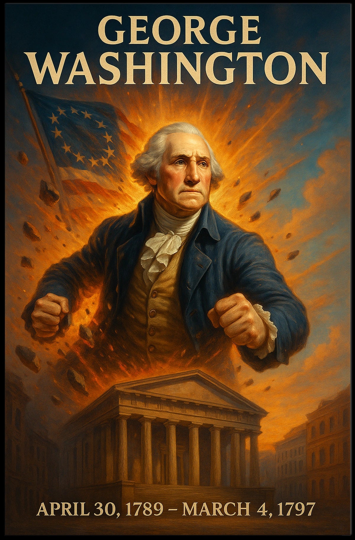 George Washington Vintage Presidential Leadership Historical Poster